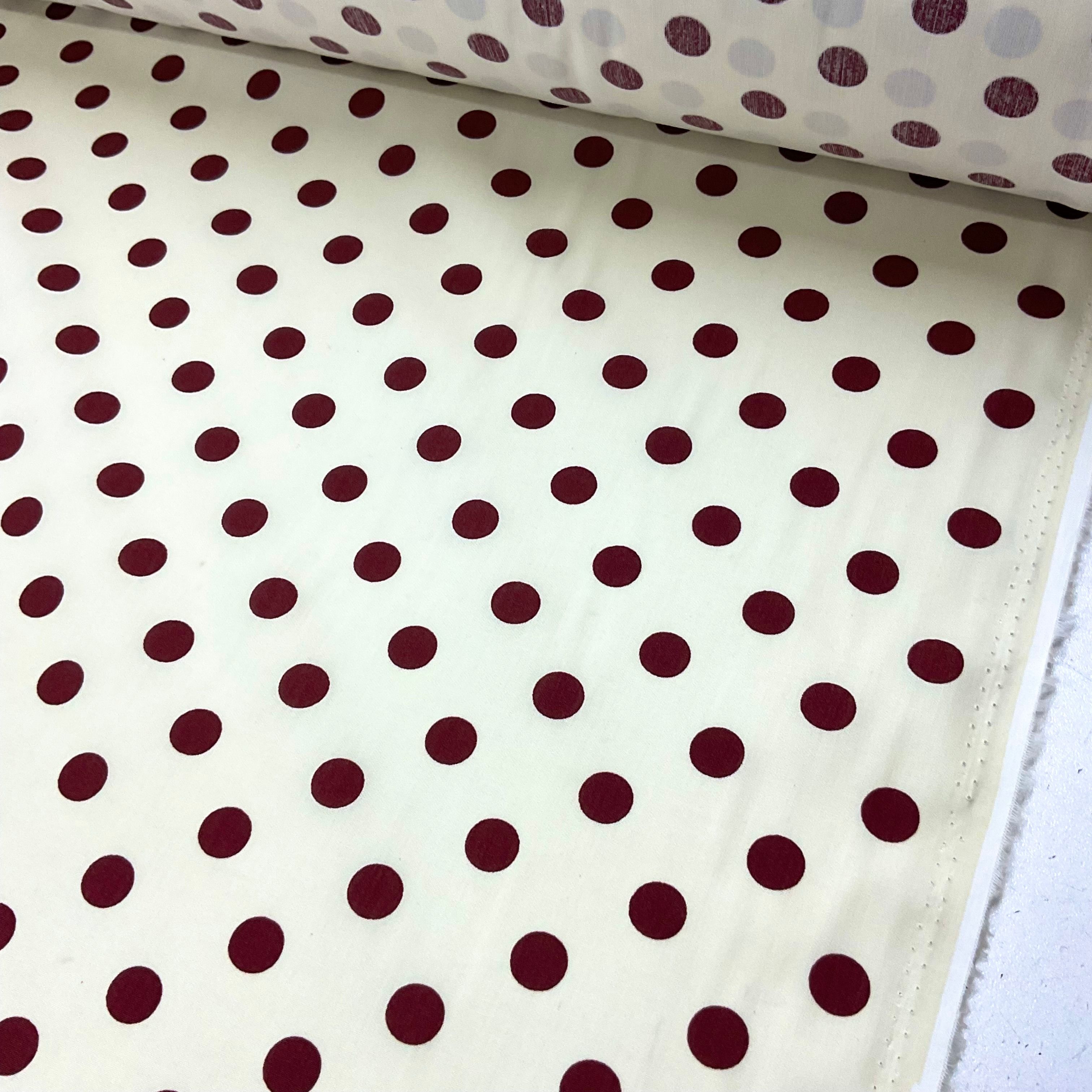 Bordo Puantiye Premium Poplin Kumaş