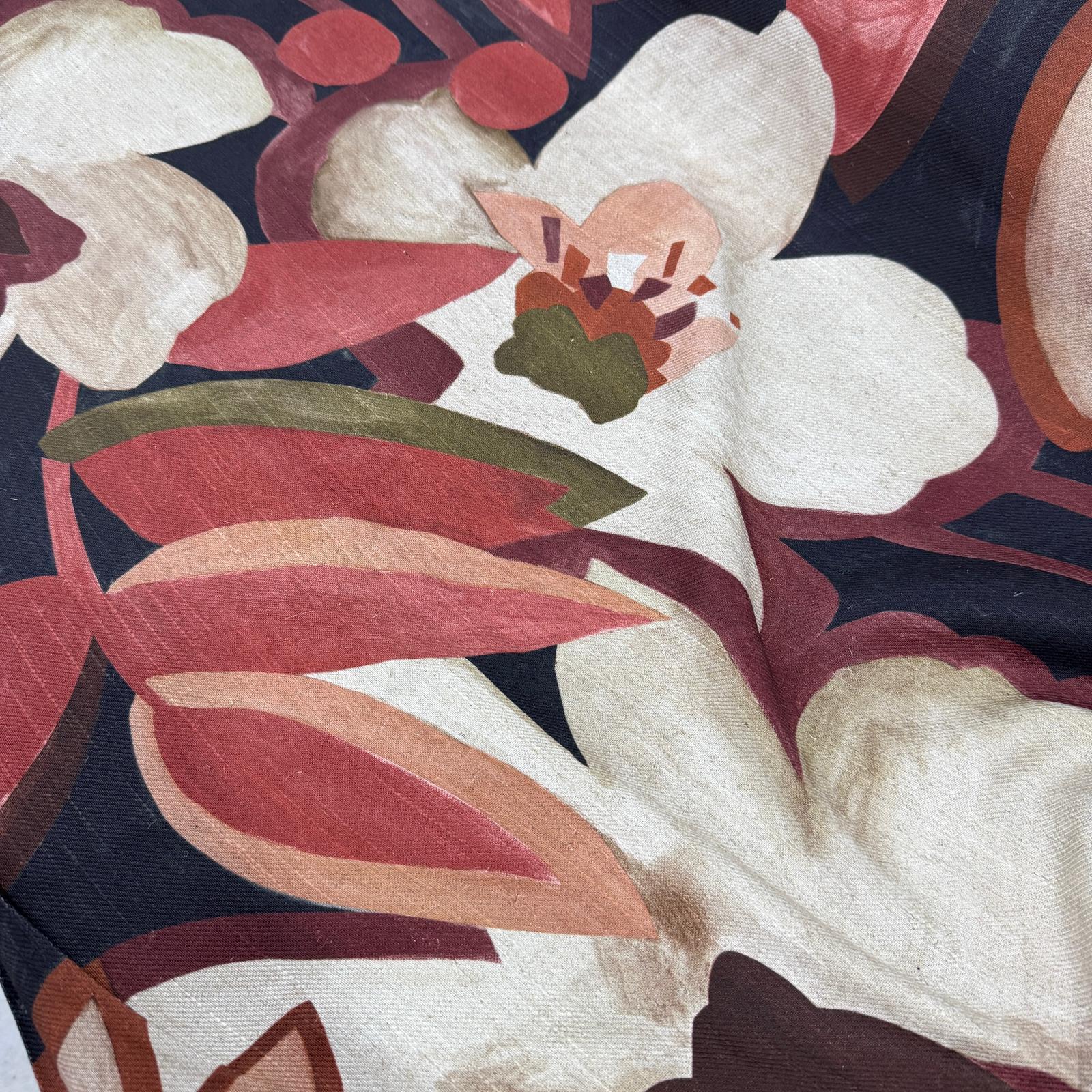 Watercolor Leafs Mercan Premium Pamuk Keten Kumaş