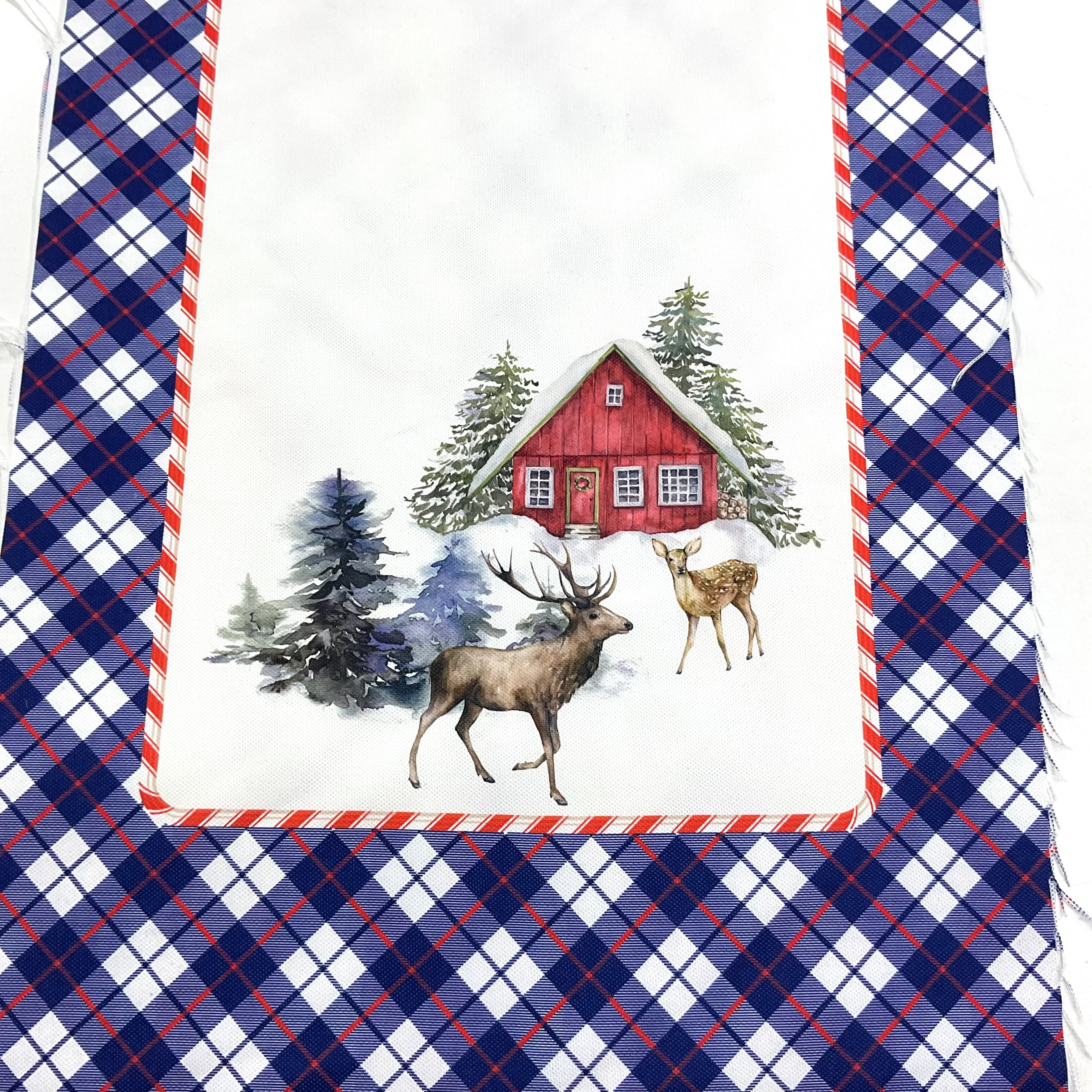 Mavi Yılbaşı Runner Dijital Baskı Kumaş