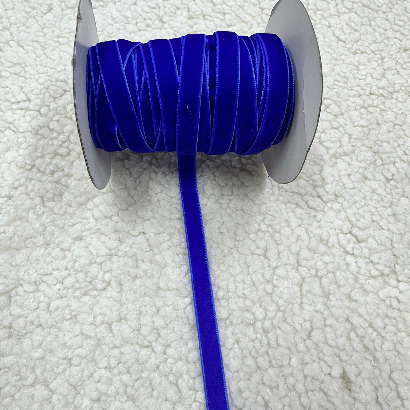 Saks Mavi 1 Cm Kadife Kurdele Top 20 Mt