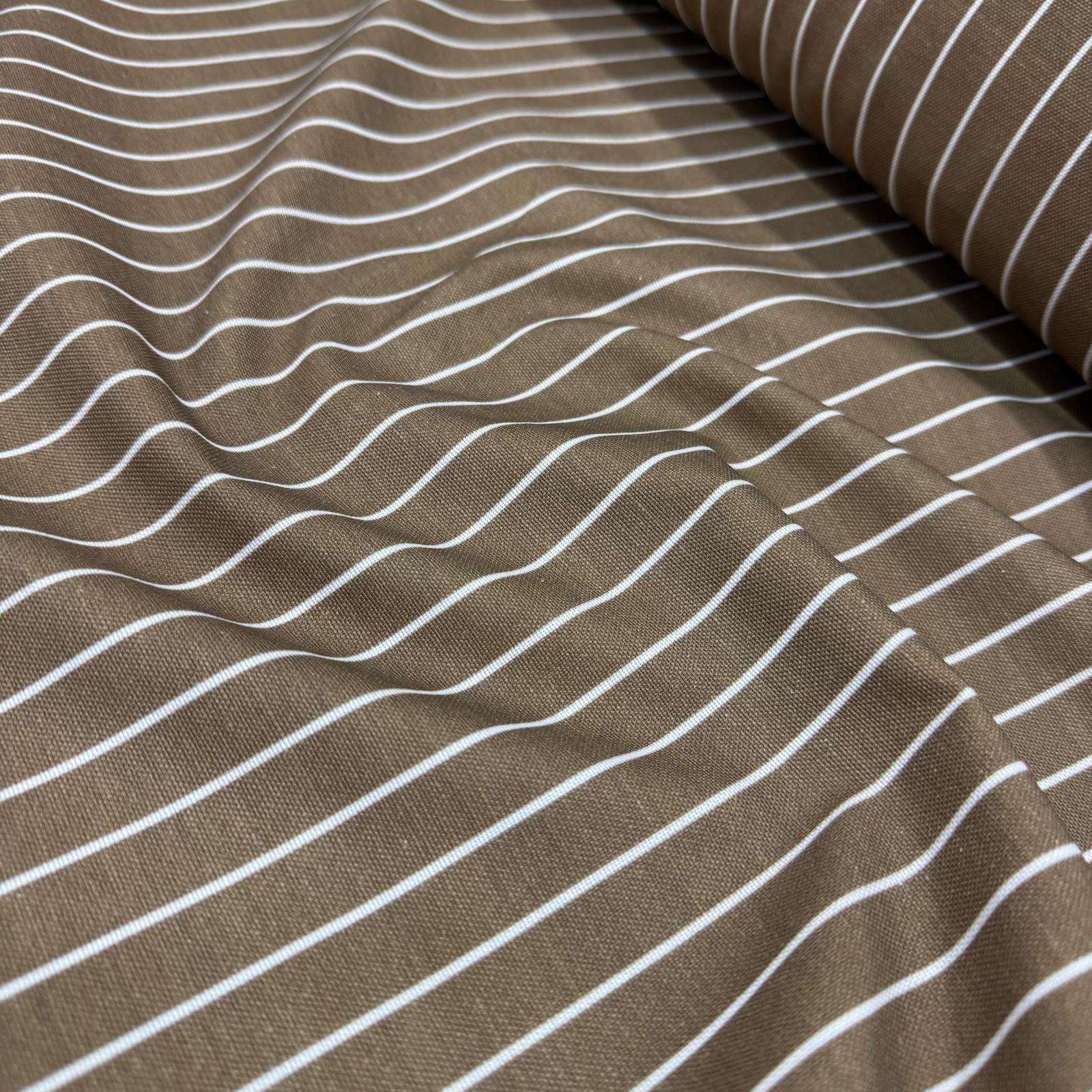 1-A Hafif Defolu Sütlü Kahve Çizgili Dijital Duck Bezi