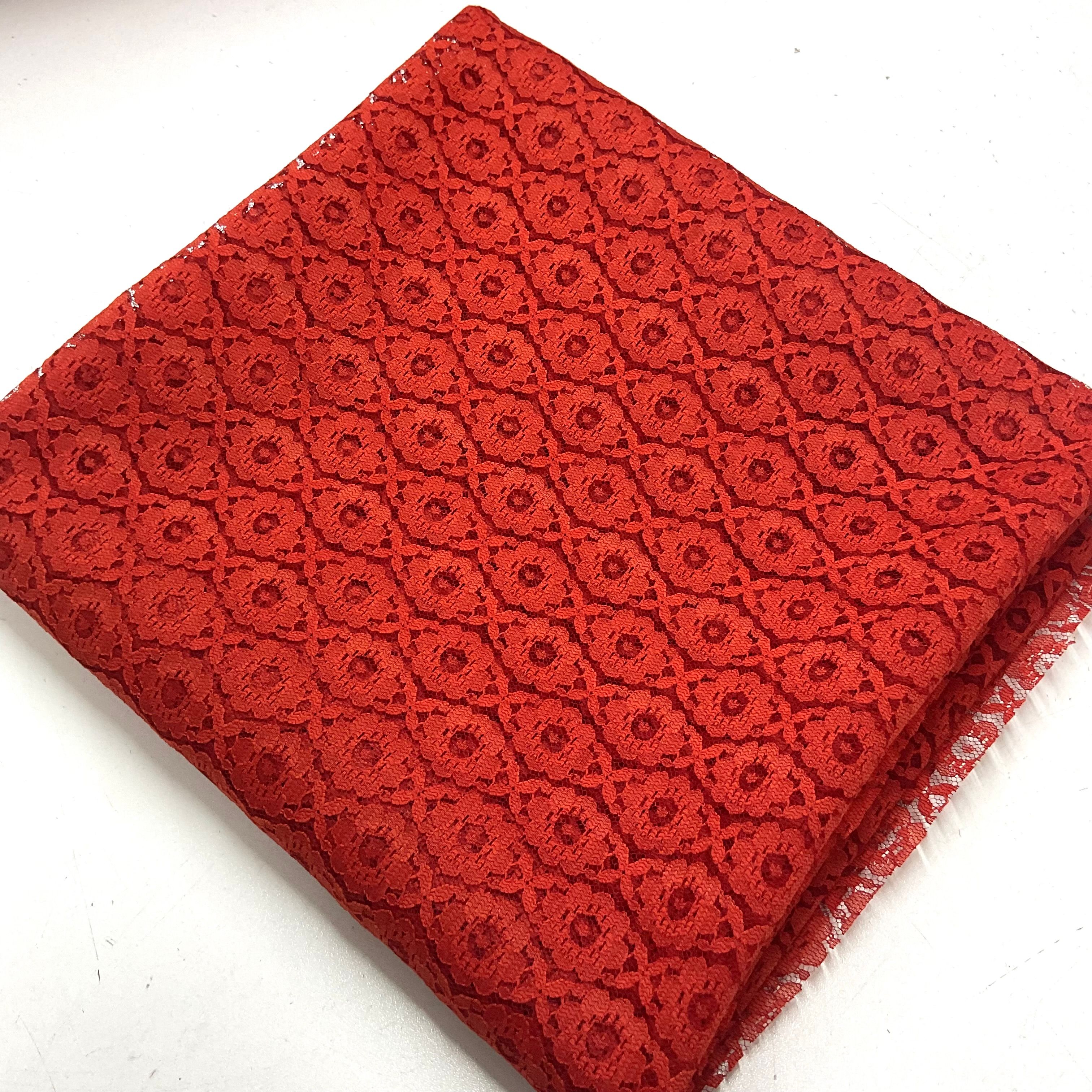 Kırmızı  100*100 Cm Dantel Kumaş