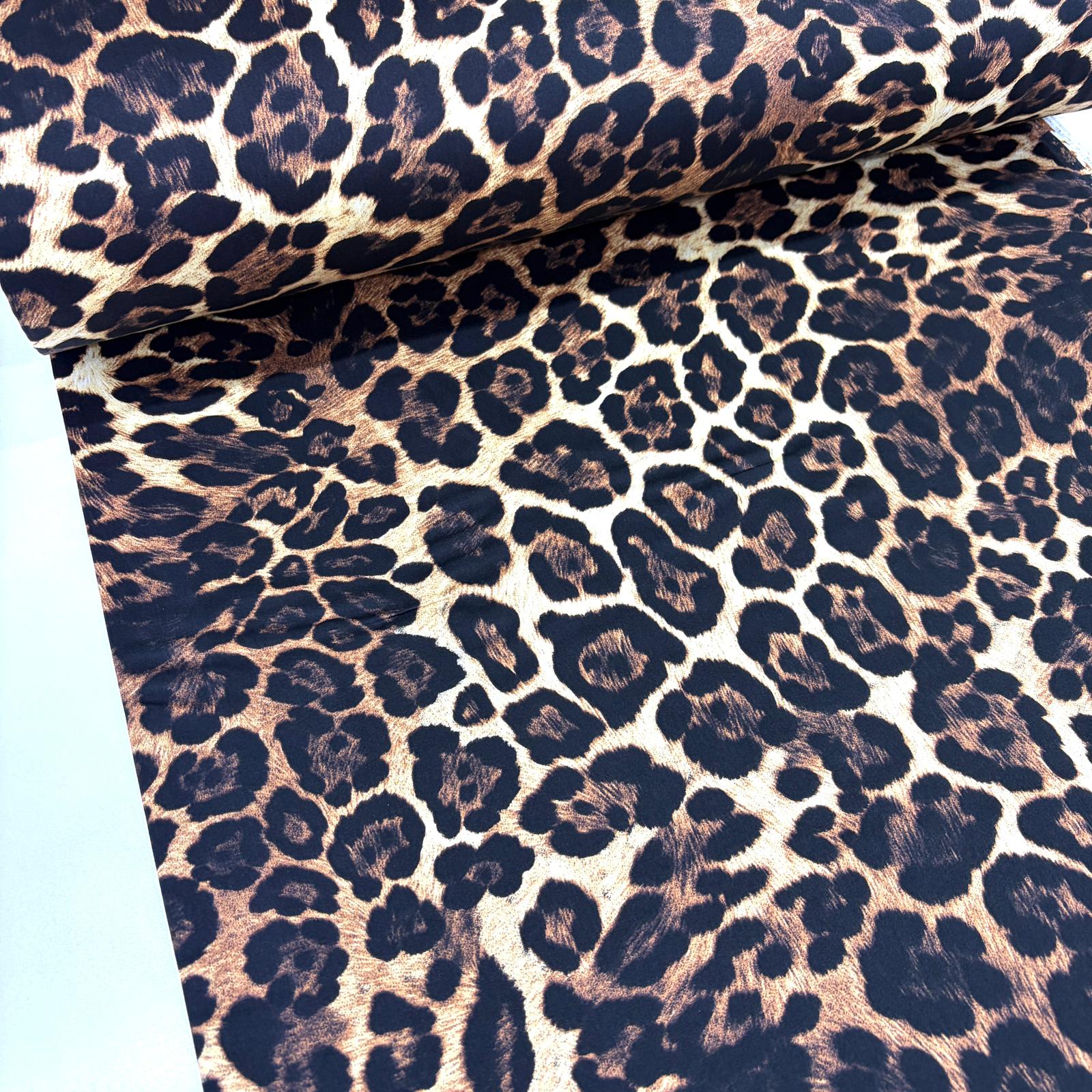 Leopar Dijital Pamuk Saten Kumaş