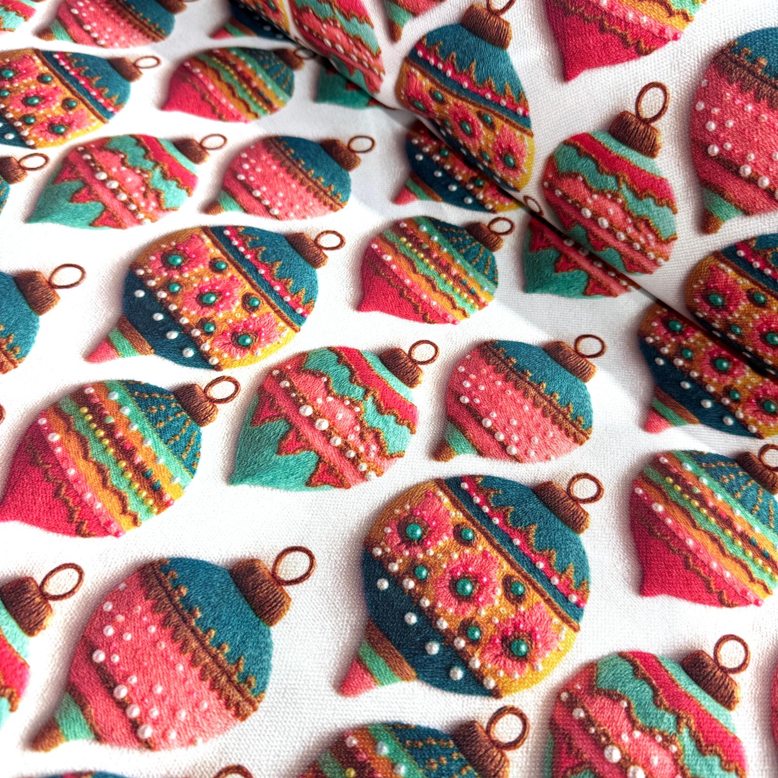 3D Yılbaşı Çanları Dijital Baskı Kumaş