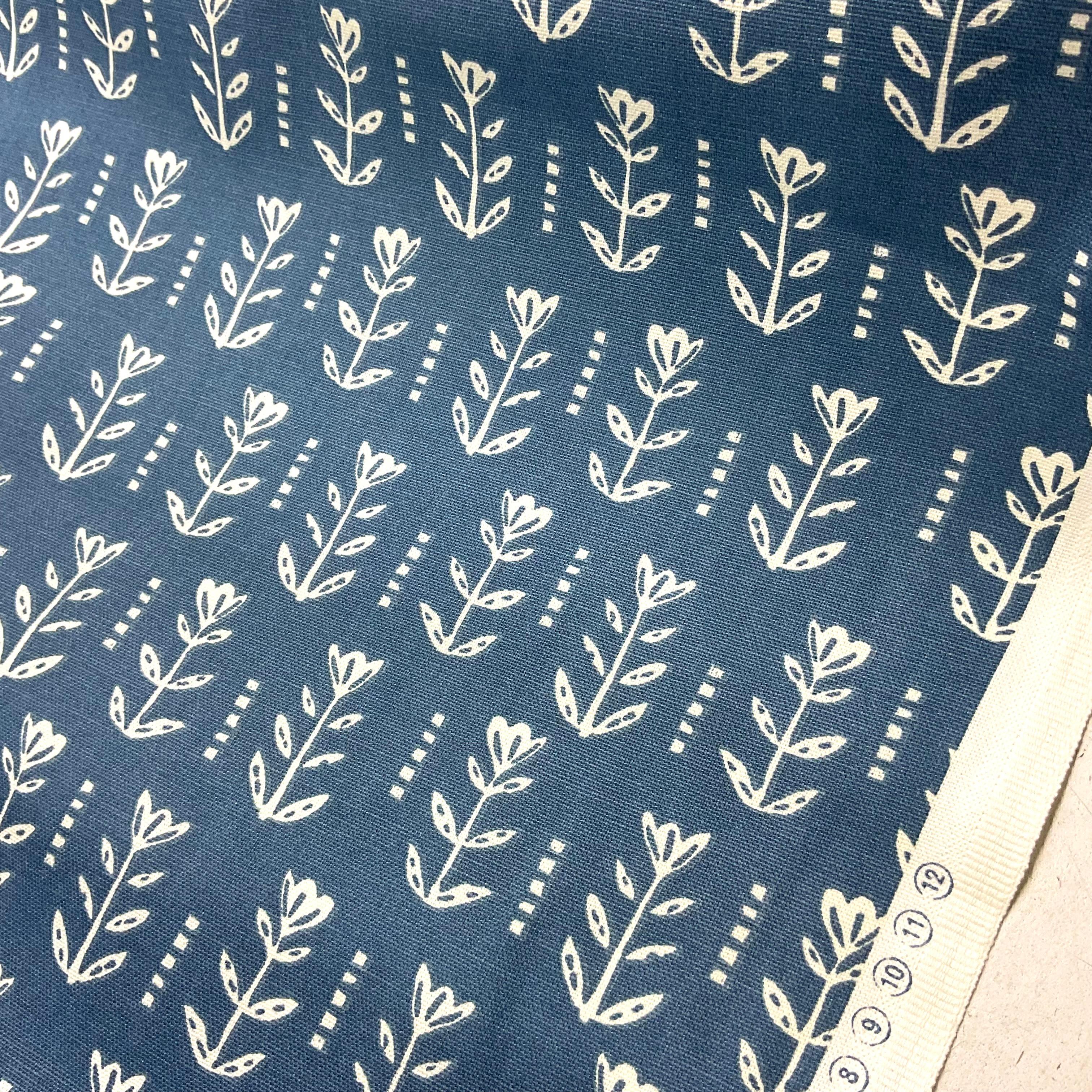 Denim Çiçekler Pamuk Keten Kumaş