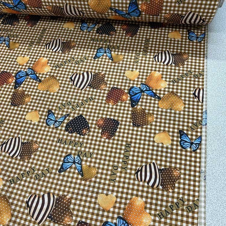 Kelebekler Mint Raşel Kumaş