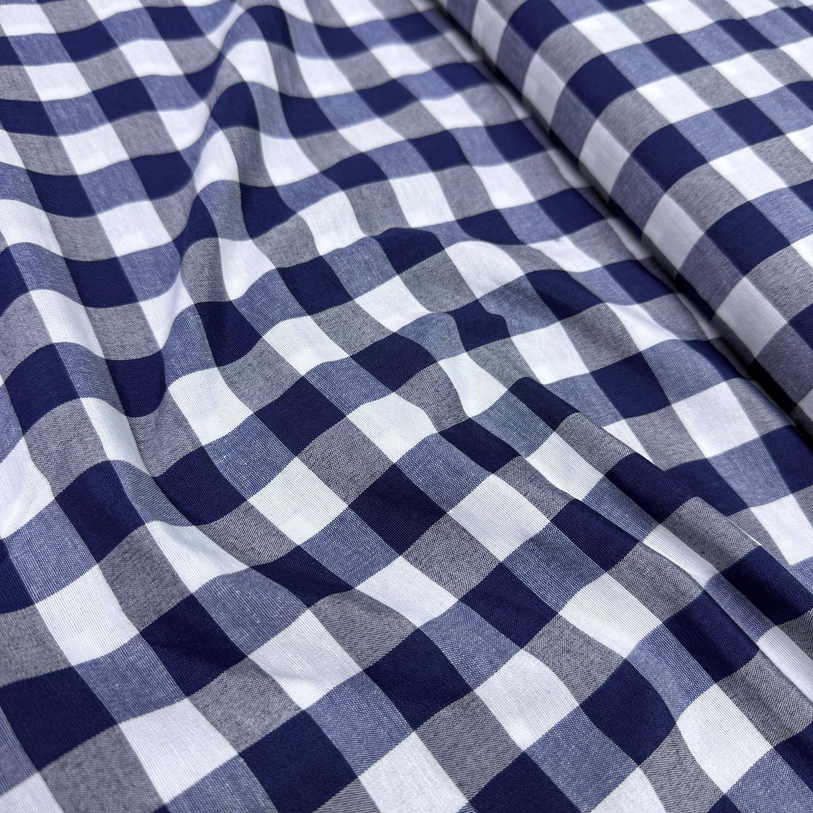 Ekose Zefir Kumaş - Lacivert