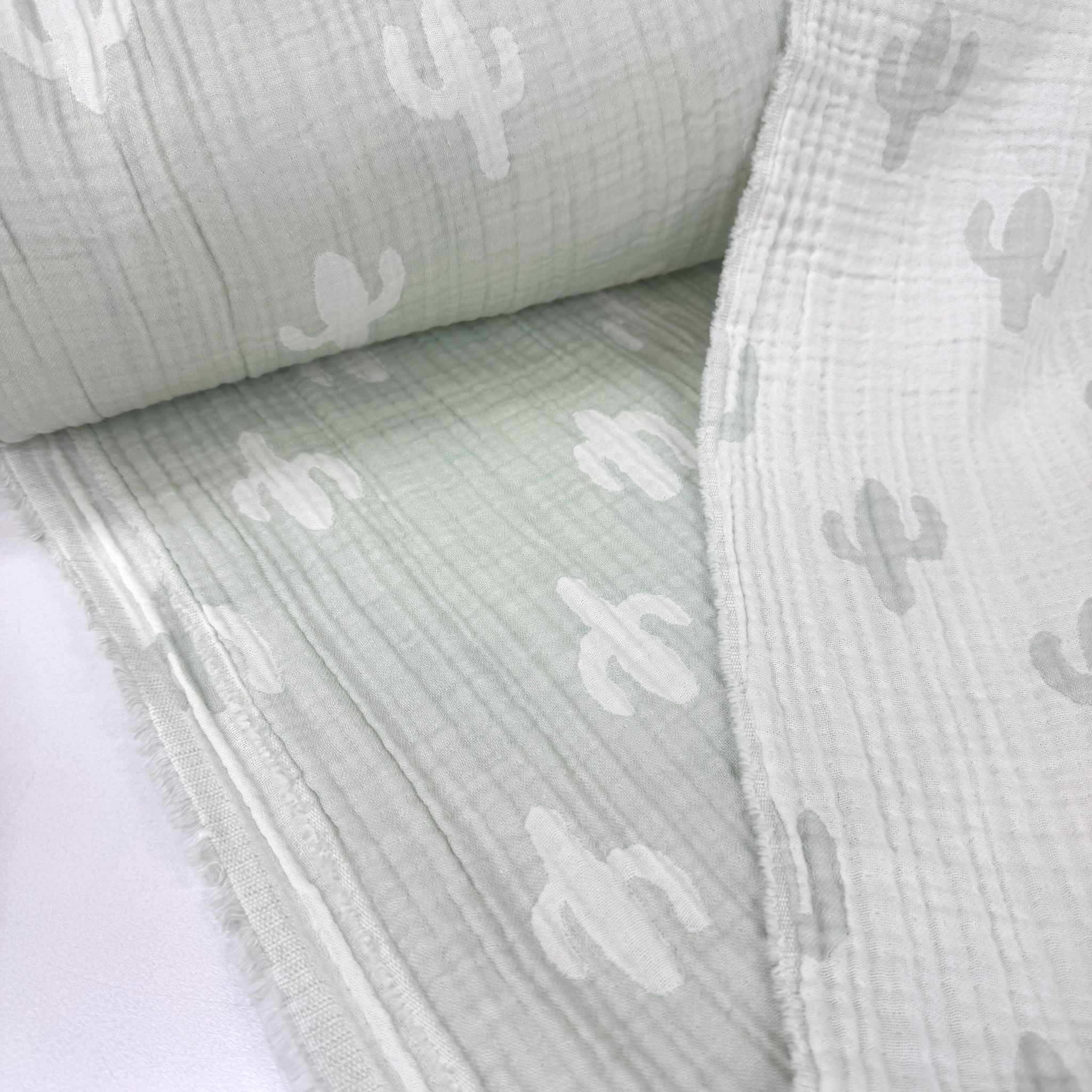 Soft Mint Kaktüs Multi Müslin Bez Kumaş