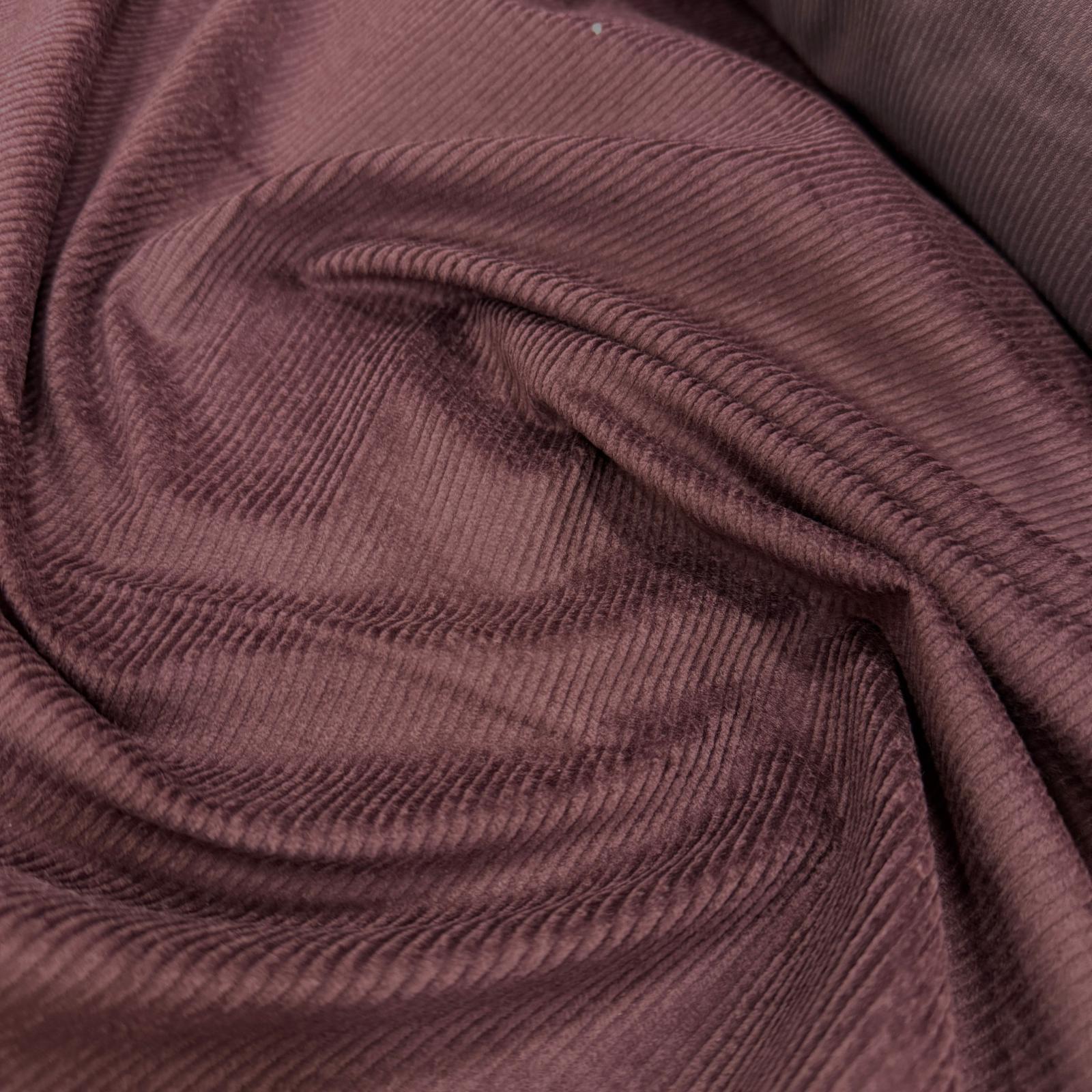 Koyu Mürdüm Hafif Likralı Pamuk Fitilli Kadife Kumaş