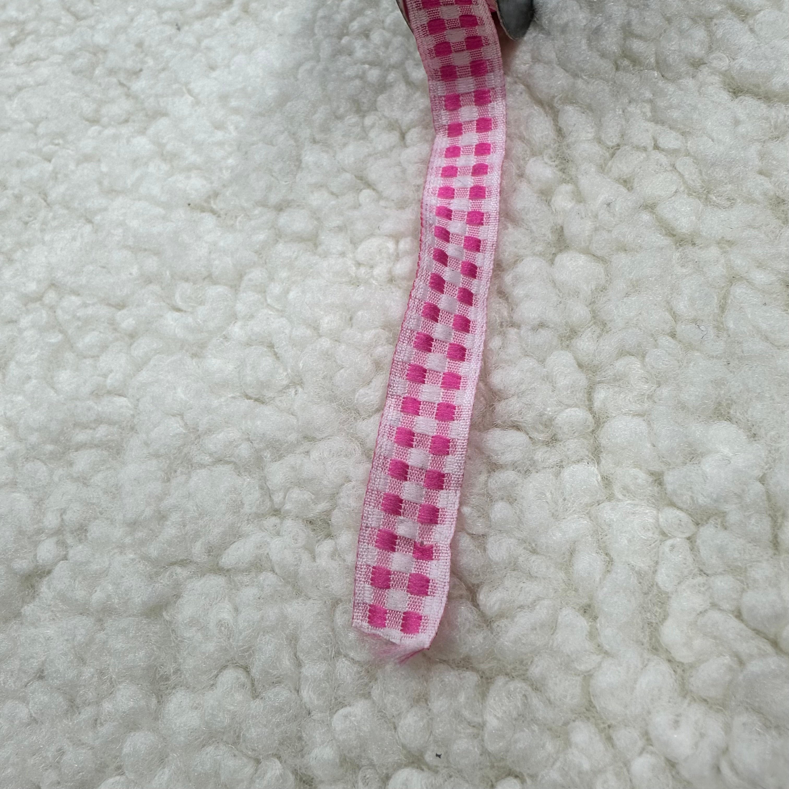 Top Pembe 10mt. İnce Kare Desenli Şerit