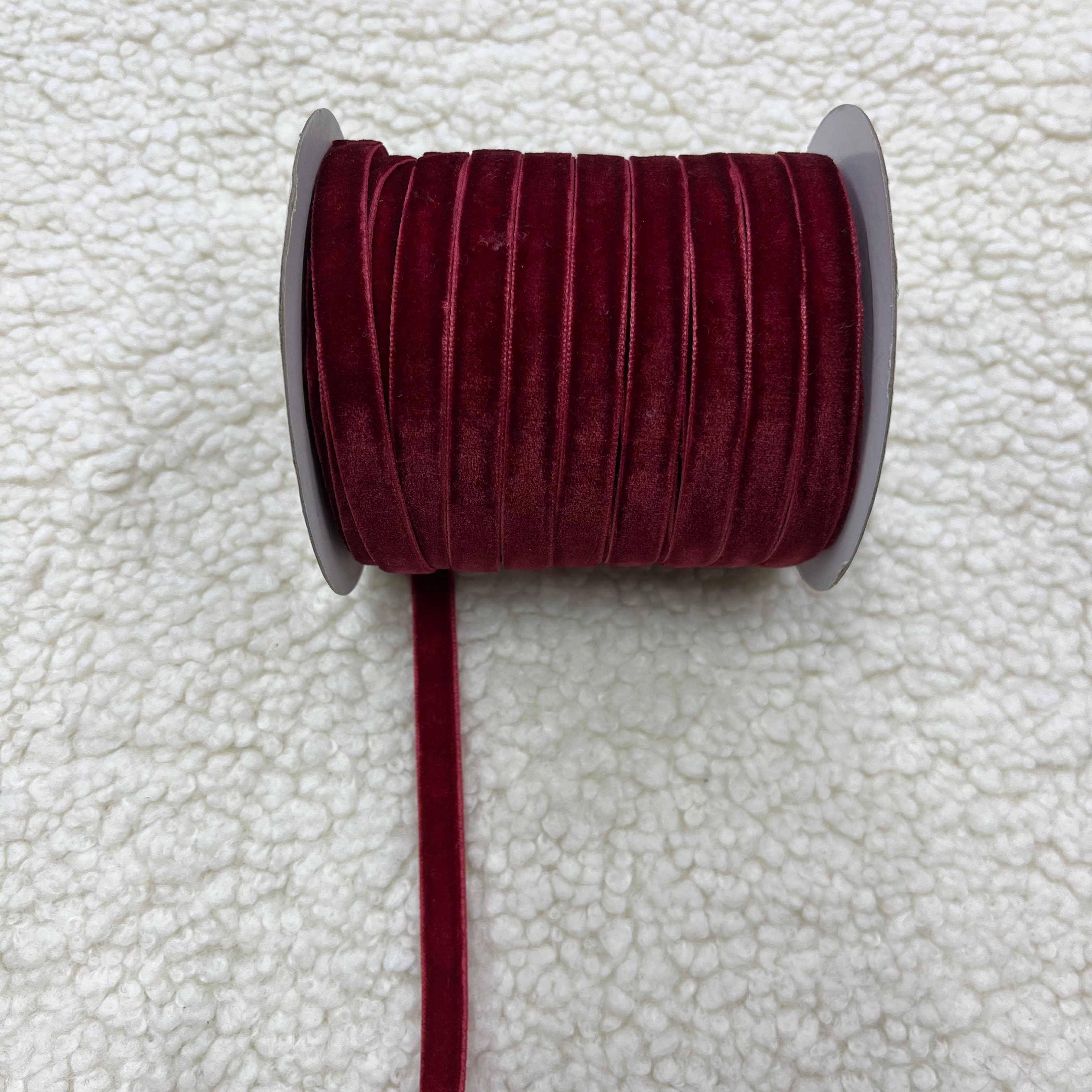 Düz Renk Kadife Kurdele 1 Cm - Bordo