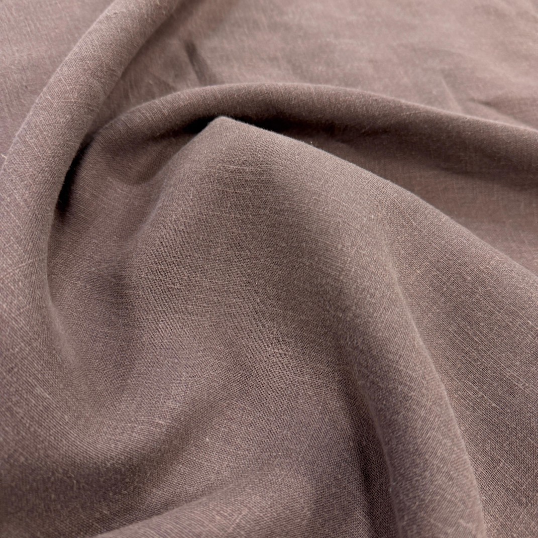 Pastel Kahve Yumuşatılmış Ham %100 Keten Kumaş