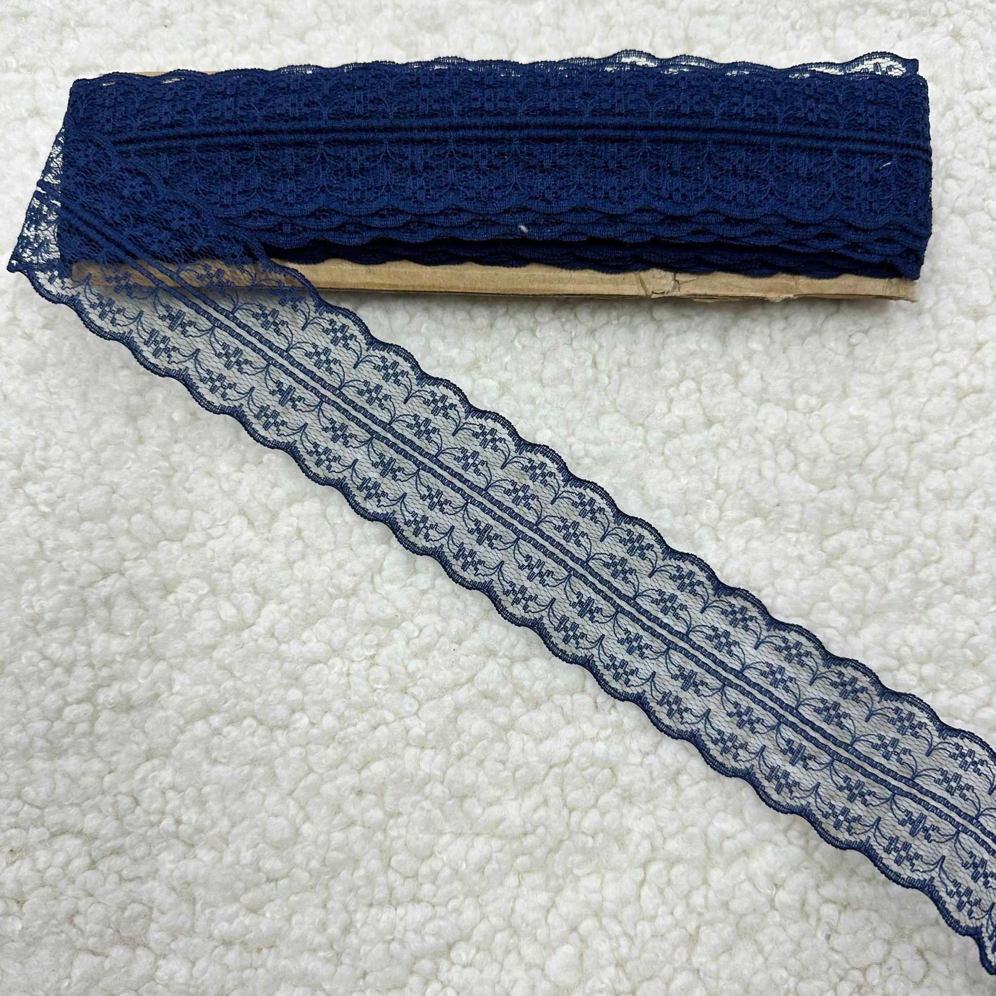 Lacivert Çift Taraflı Dantel Güpür Top