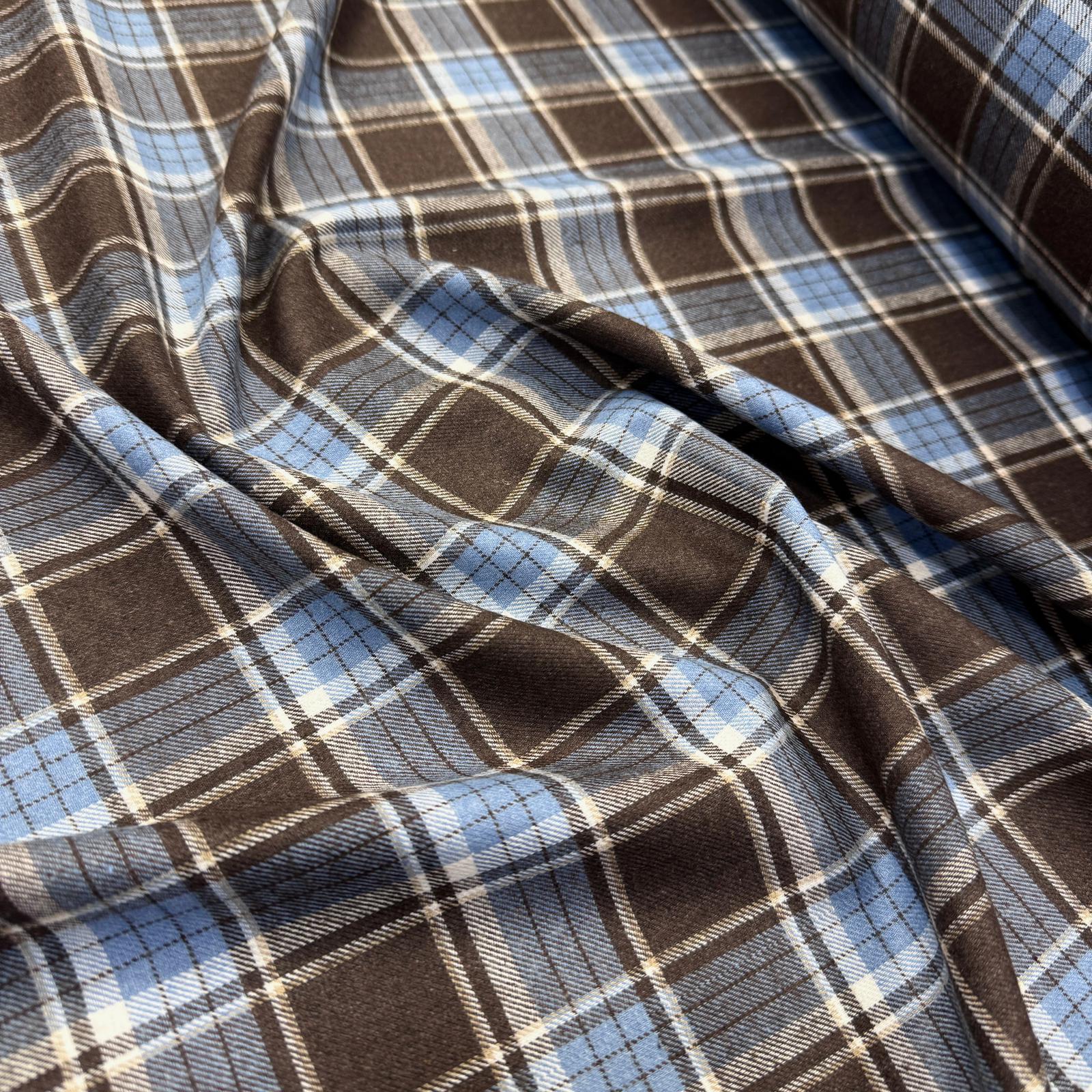 Kahve Ekoseler %100 Pamuklu Kumaş