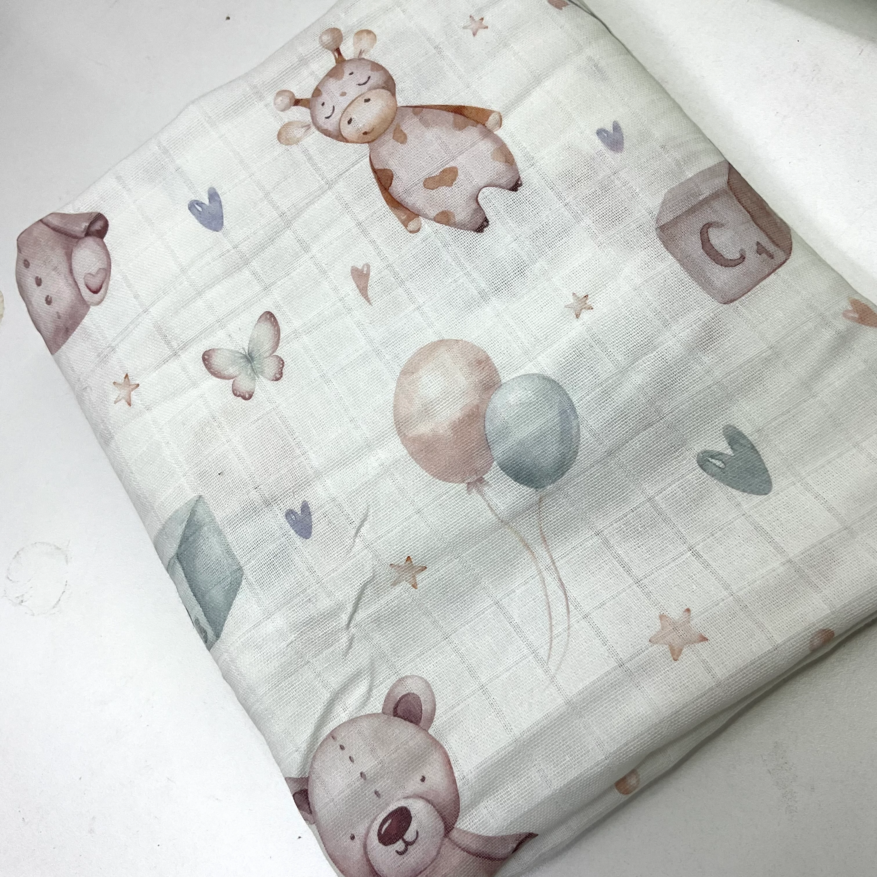 Sevimli Balonlar 130*160 cm Parça Müslin Kumaş