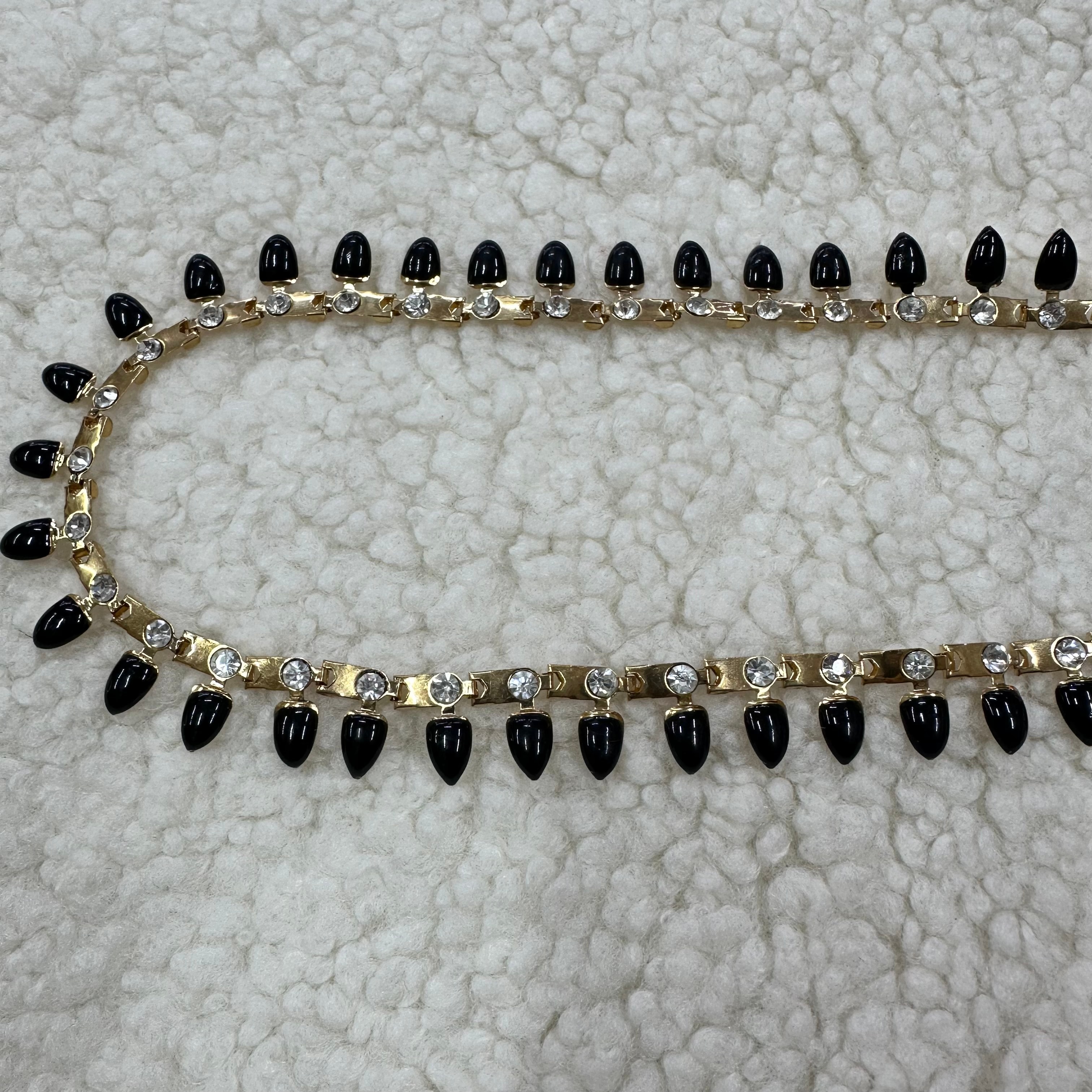 Siyah Damla Taşlı Şerit