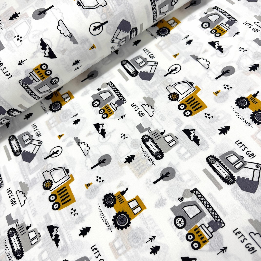 İnşaat Araçları Poplin Kumaş