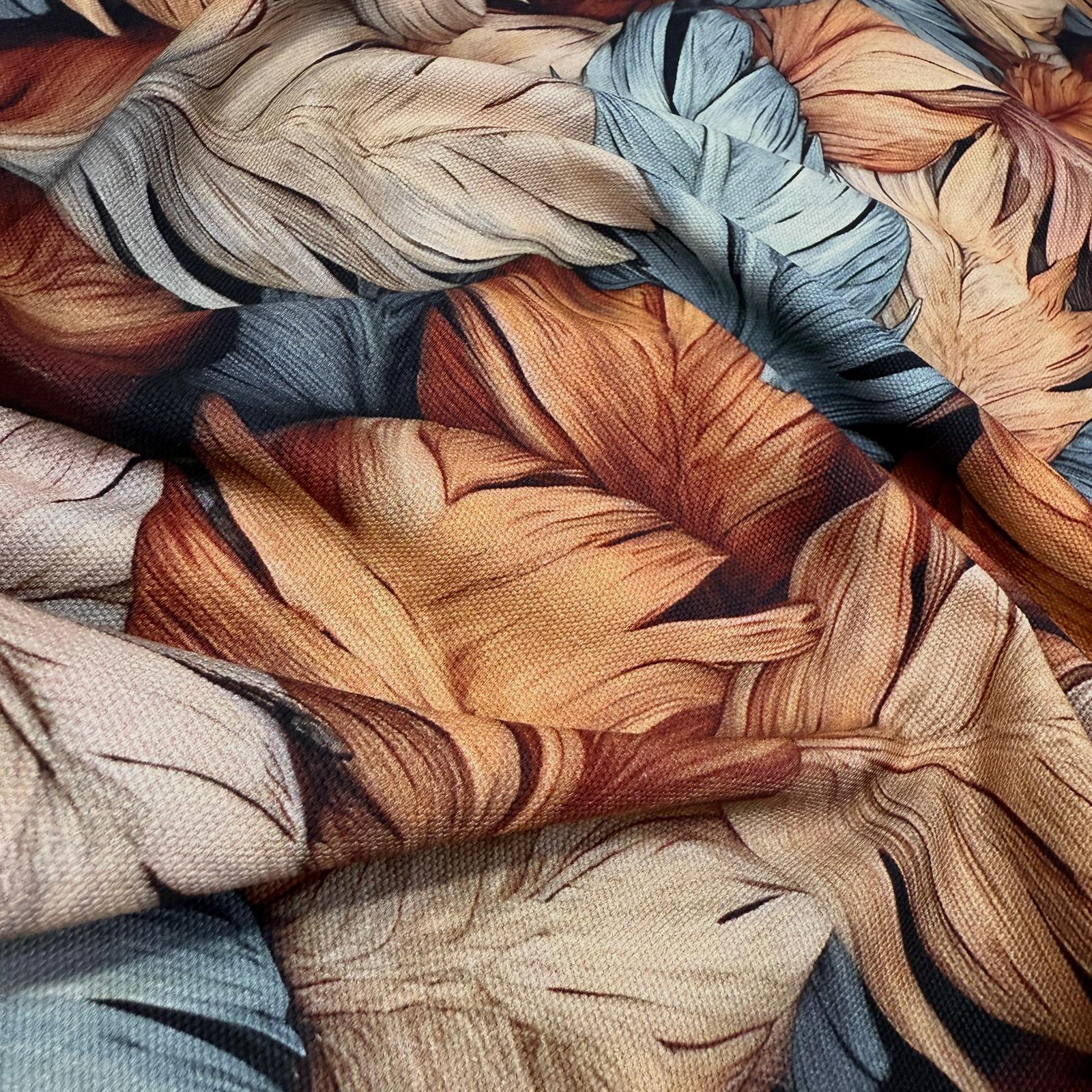 Sonbahar Tüy Yapraklar İntaşlar Markalı Kanvas Kumaş