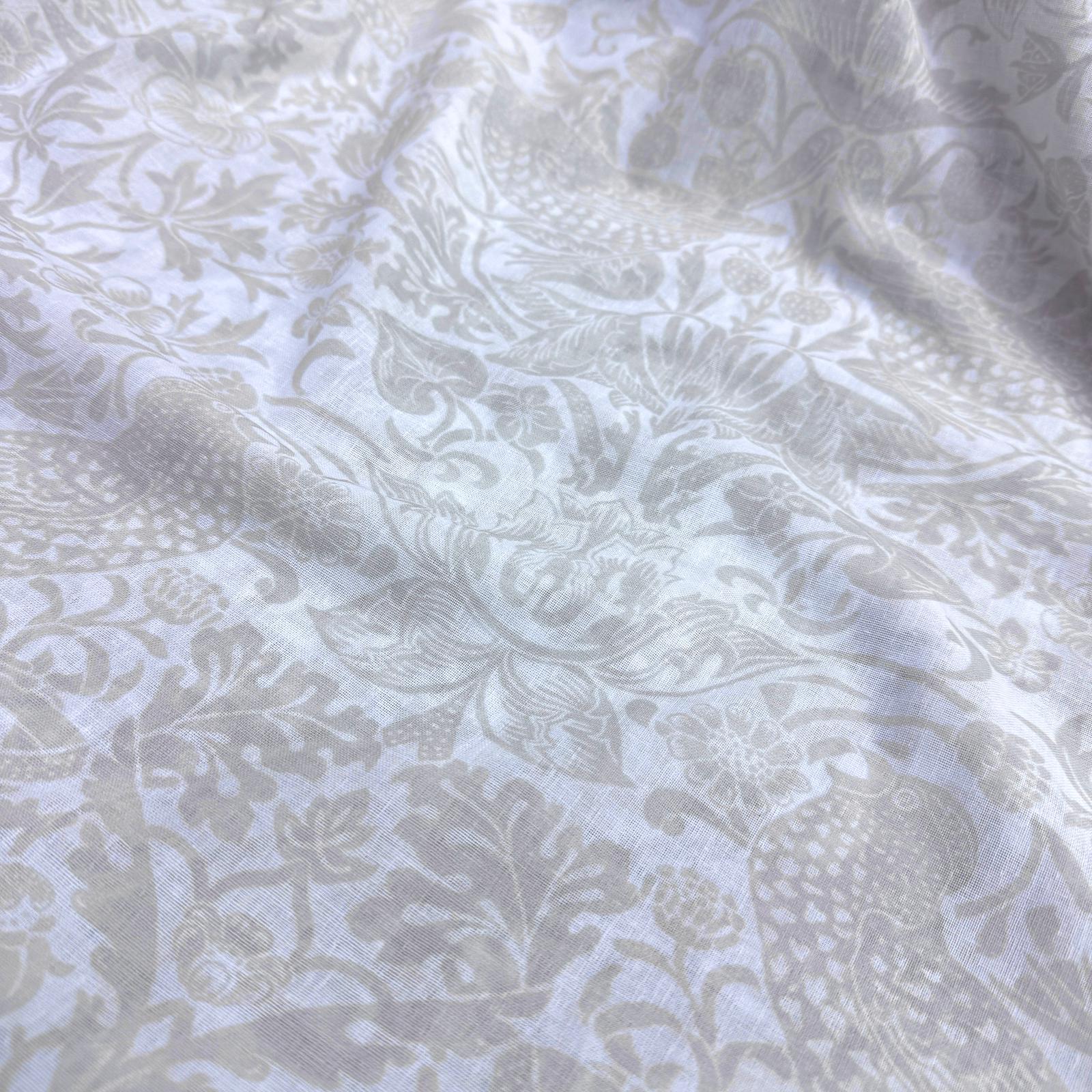 Bej Kuşlu Bahçe Perdelik Tül Kumaş