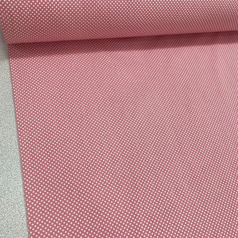 Pudra Küçük Puantiyeli Poplin Kumaş