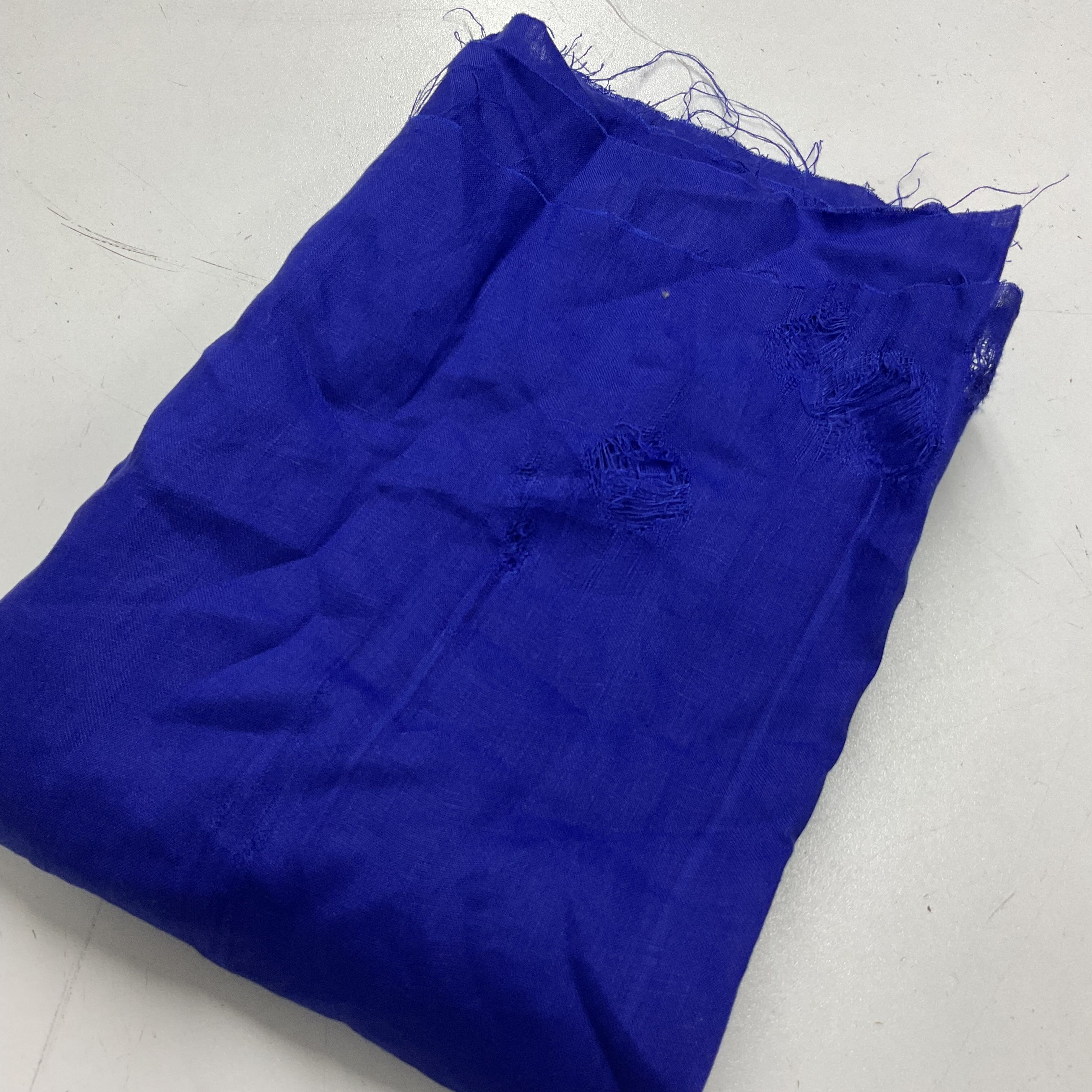 Defolu Saks Mavi Ham Keten 45*150 cm Keten Parça Kumaş