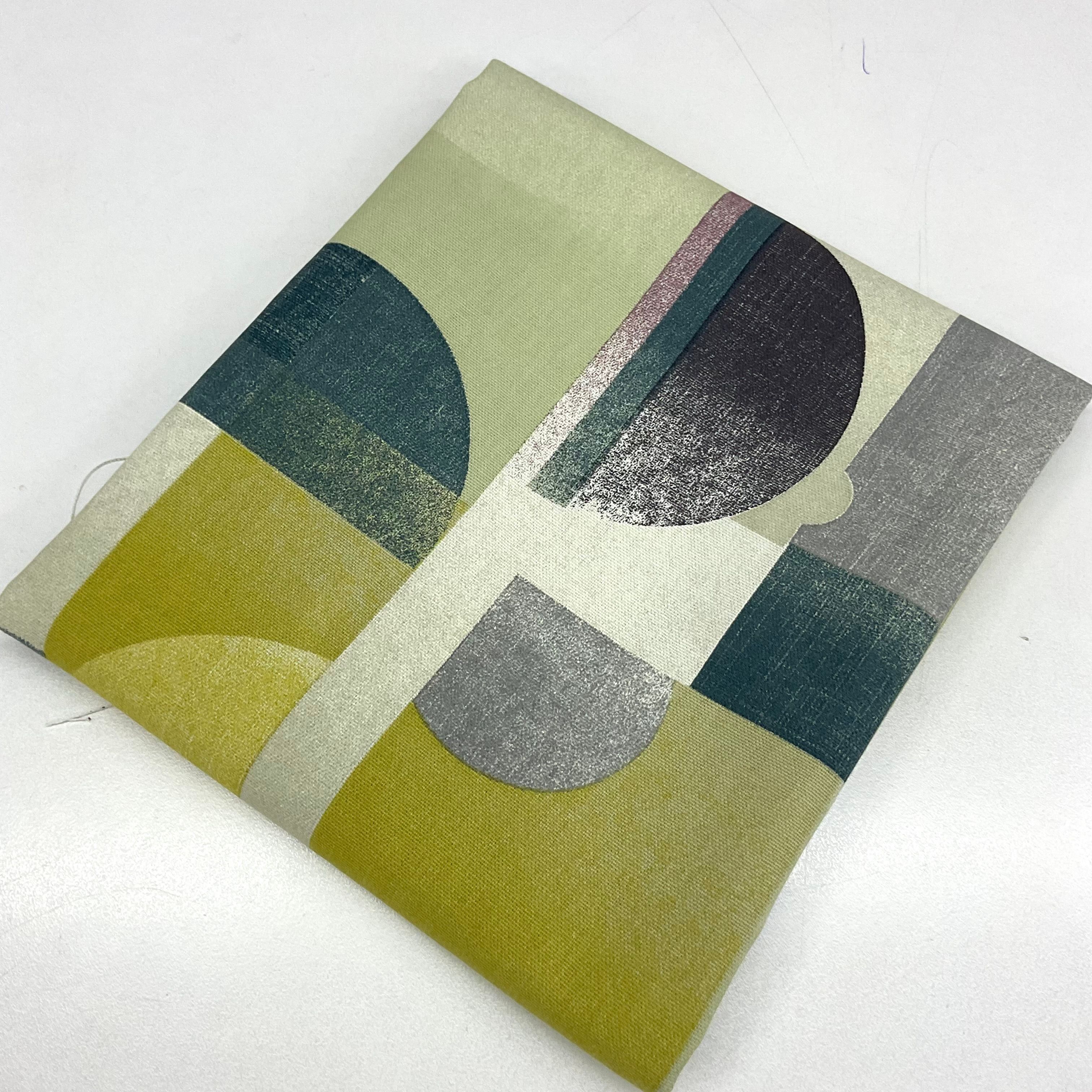 Petrol Geometri 50*140 cm Parça Premium Keten Kumaş