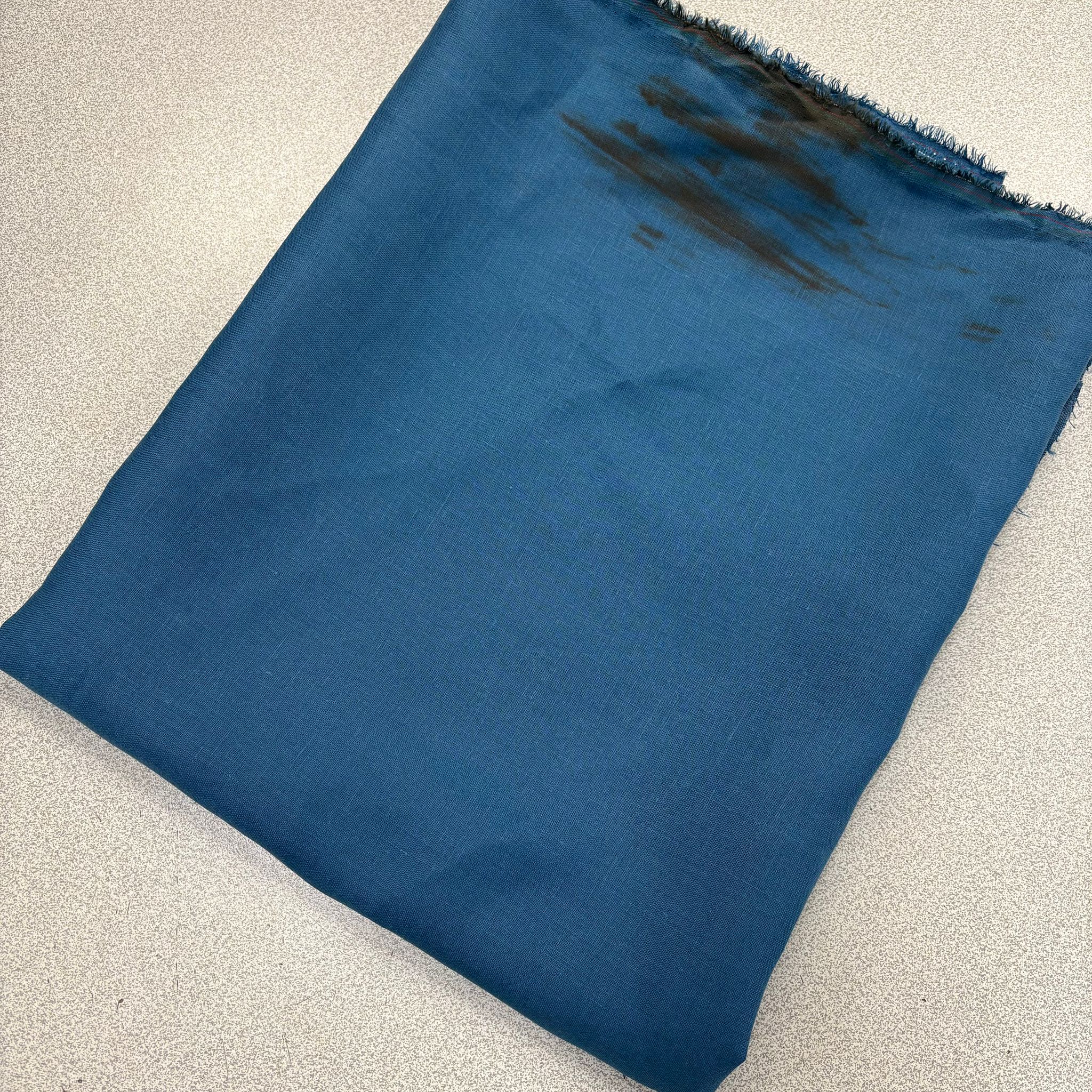 Kenar Defolu İndigo Mavi 100*150 cm Parça Ham Keten Kumaş