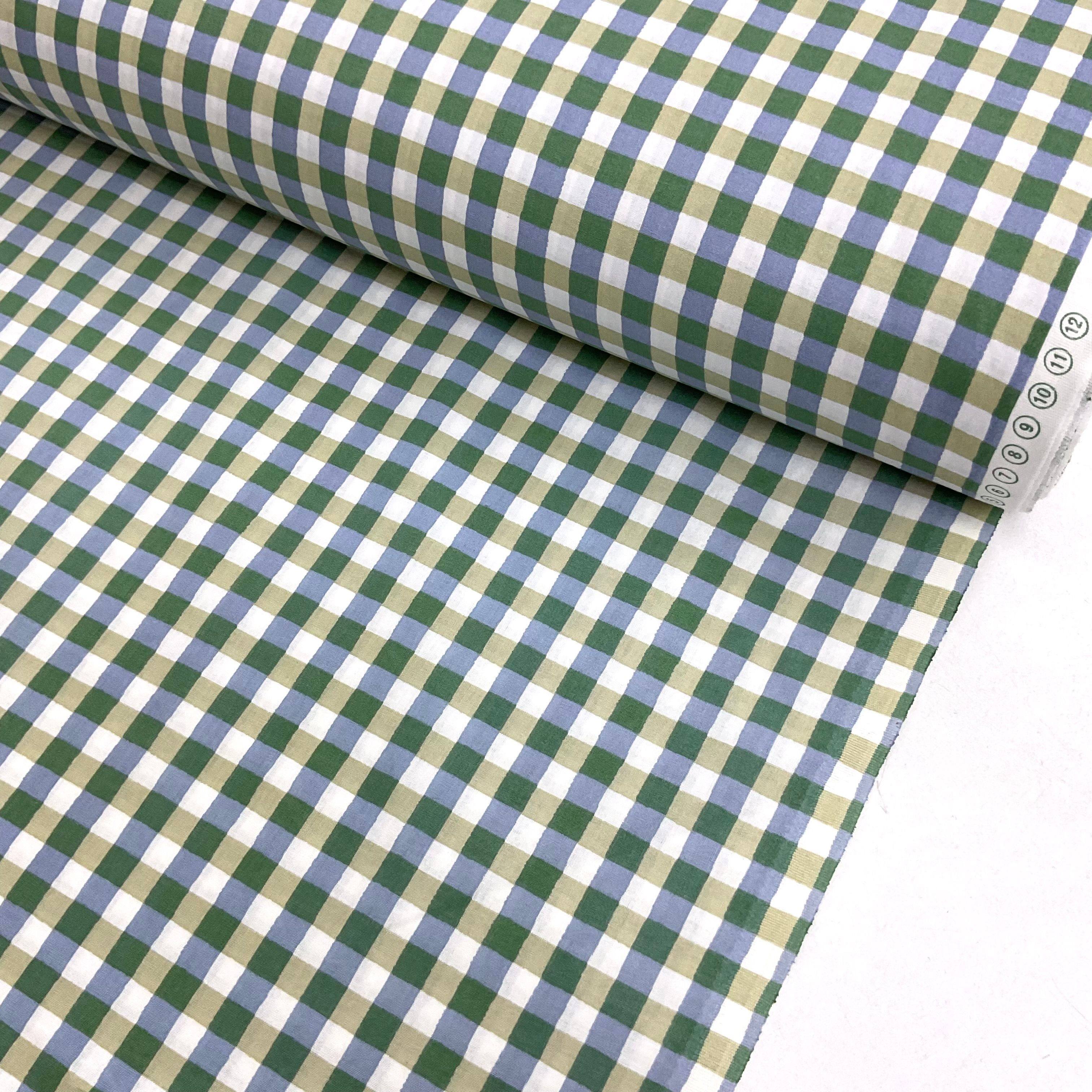 Yeşil Kareler Premium Poplin Kumaş