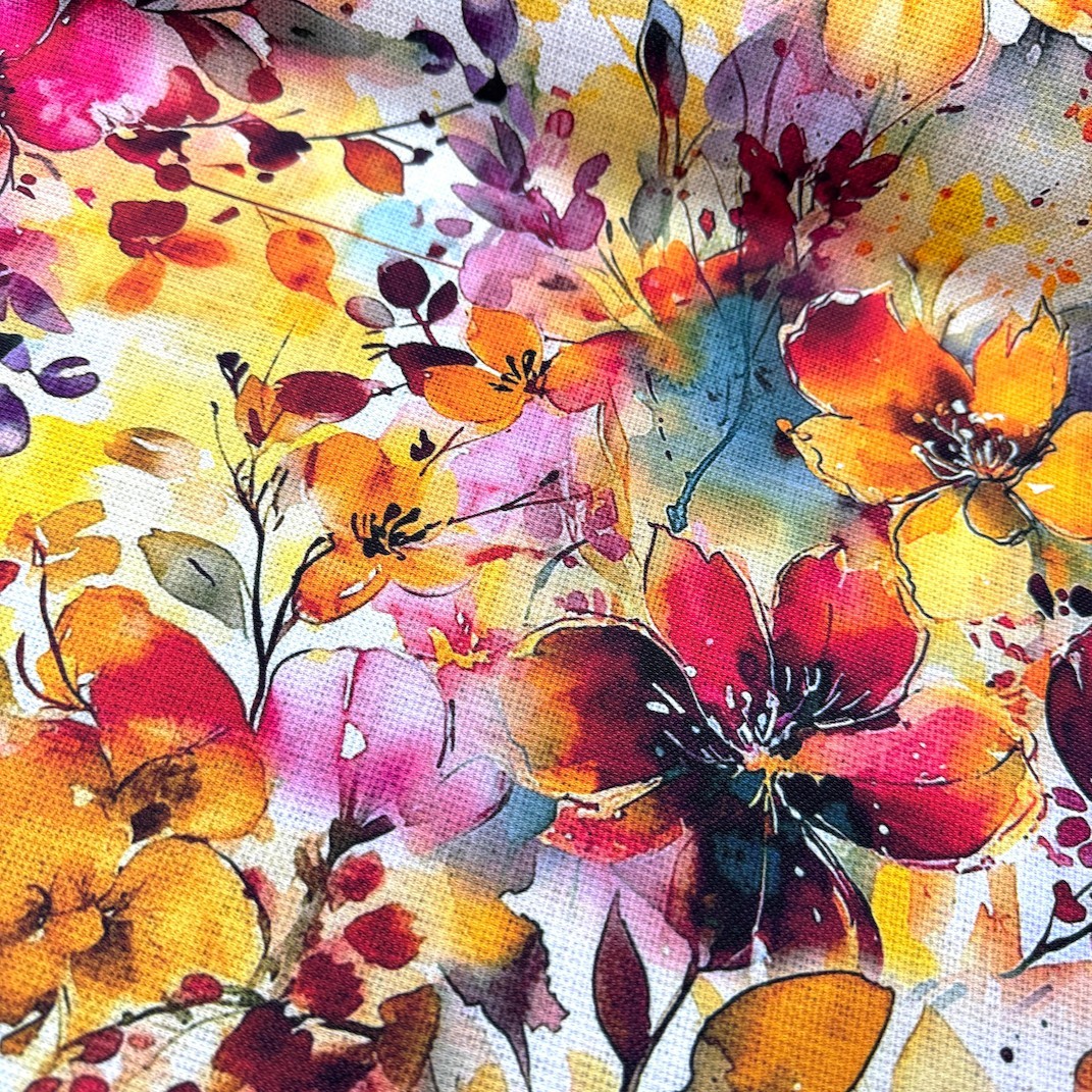 Batik Çiçekler Dijital Baskı Kumaş