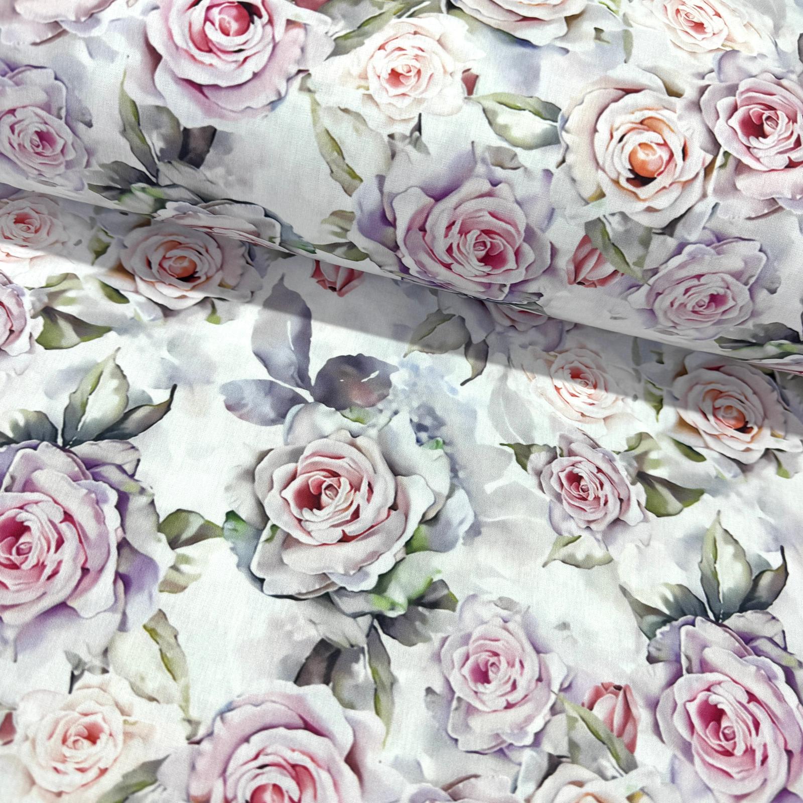 Büyük Güller Dijital Poplin Kumaş
