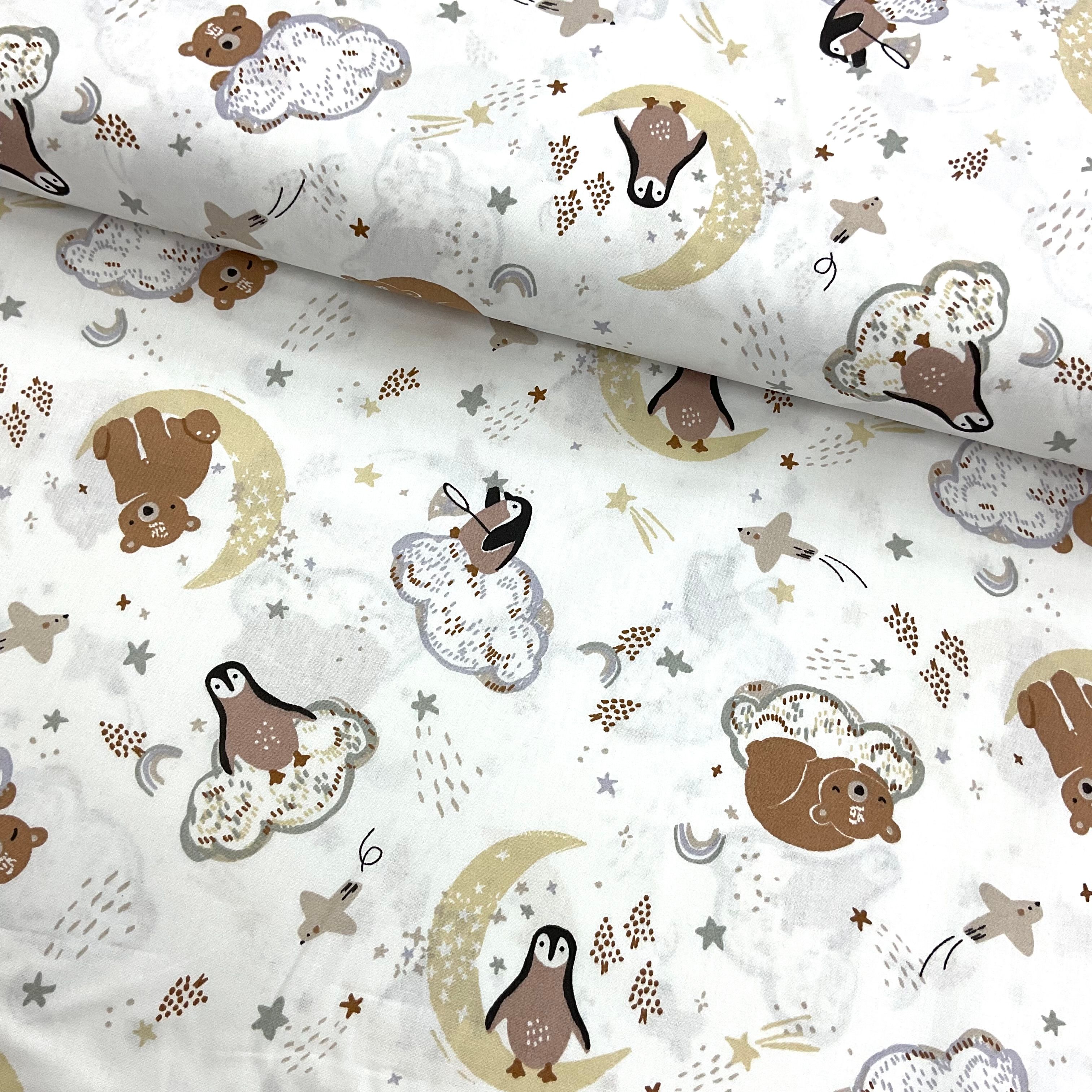 Penguenli Ayılar Premium Poplin Kumaş