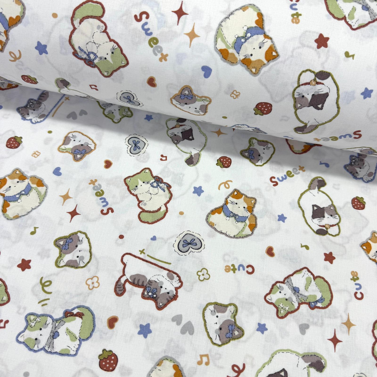 Tatlı Kediler Poplin Kumaş