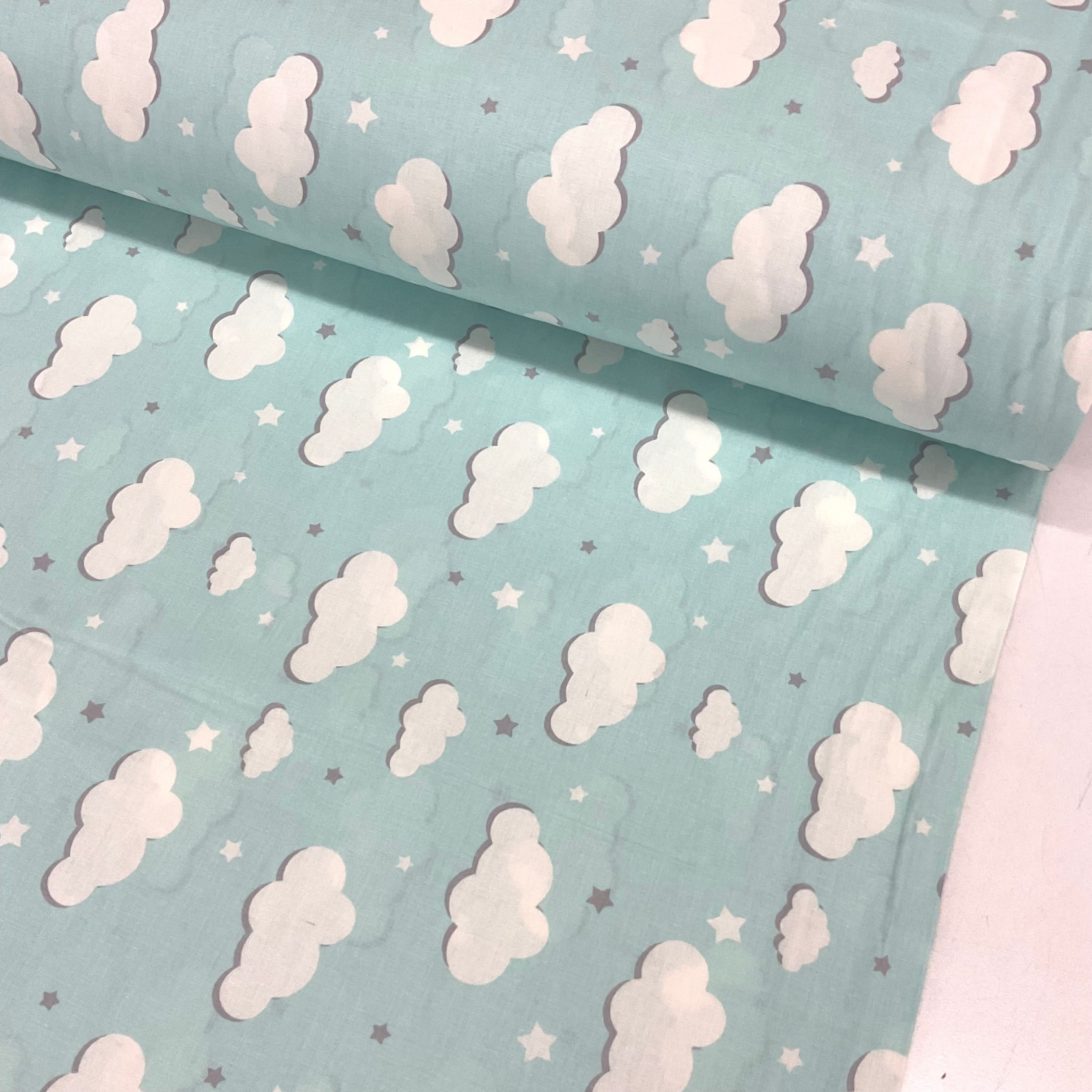 Mint Bulut Poplin Kumaş