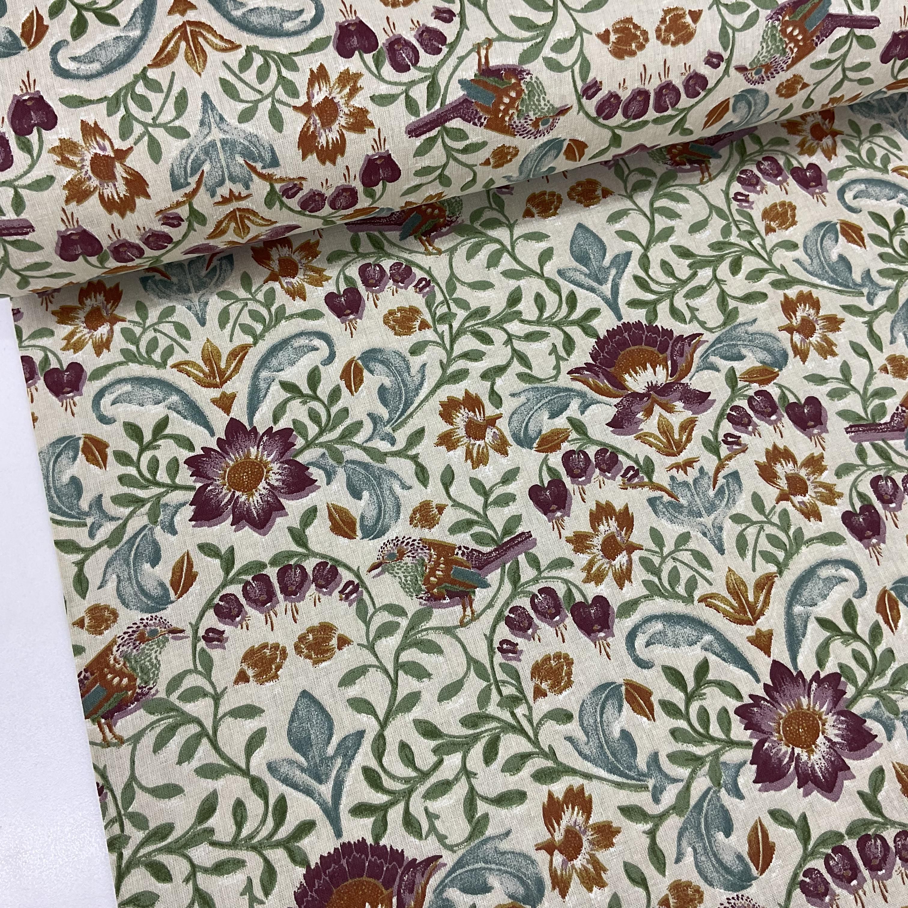 Bülbül ve Zambaklar Premium Poplin Kumaş
