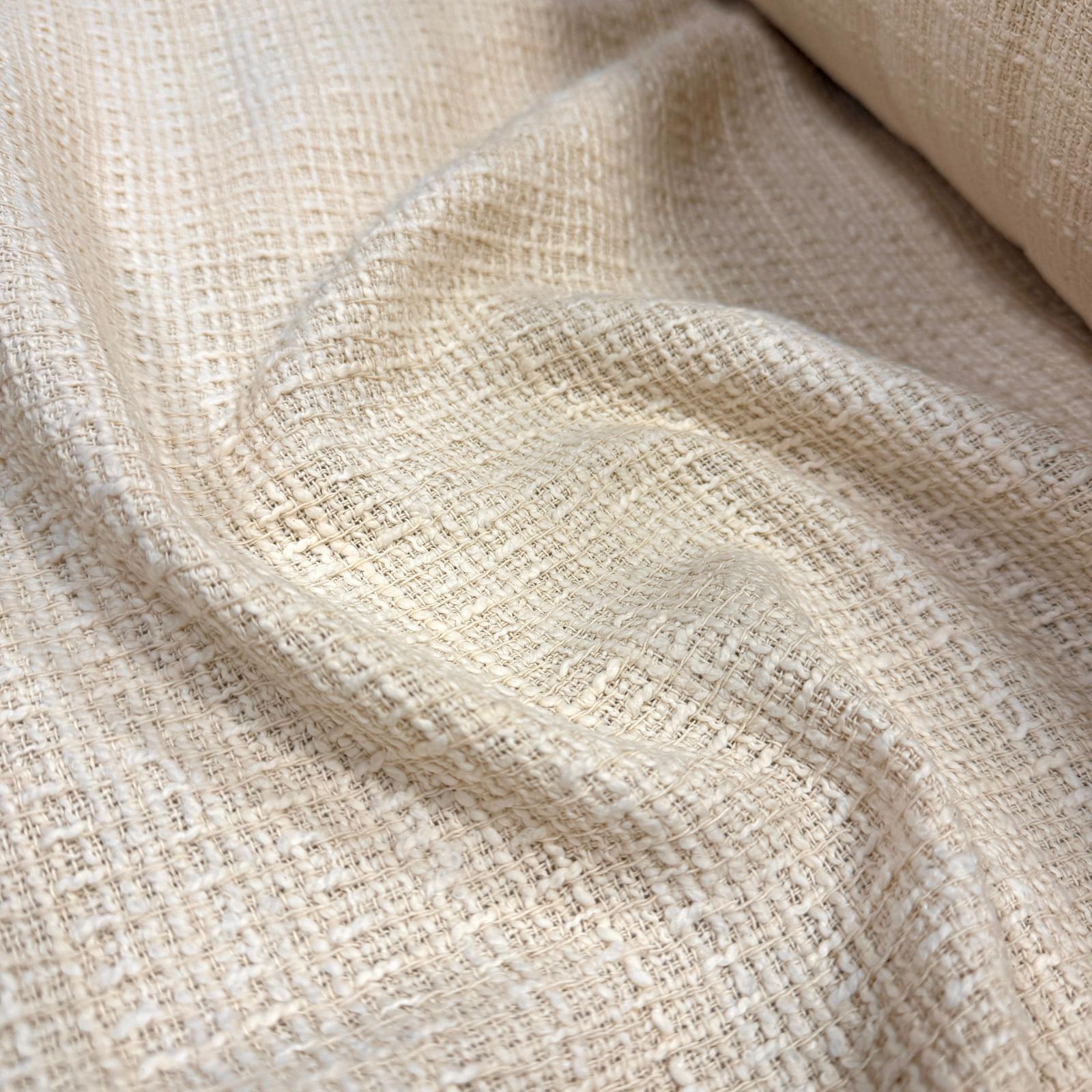 Ekru Vintage Buklet Pamuk Şanel Kumaş