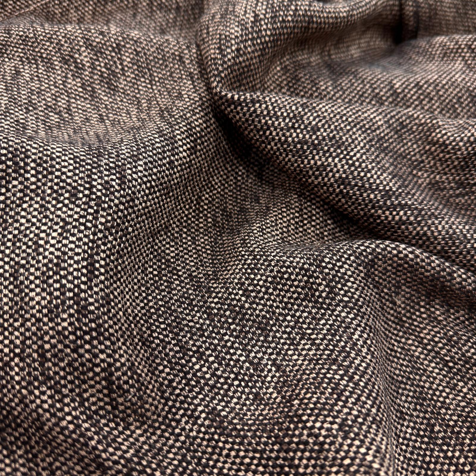 Mevsimlik İngiliz Yünlü Kuşgözü Kahve Bej Şanel Kumaş