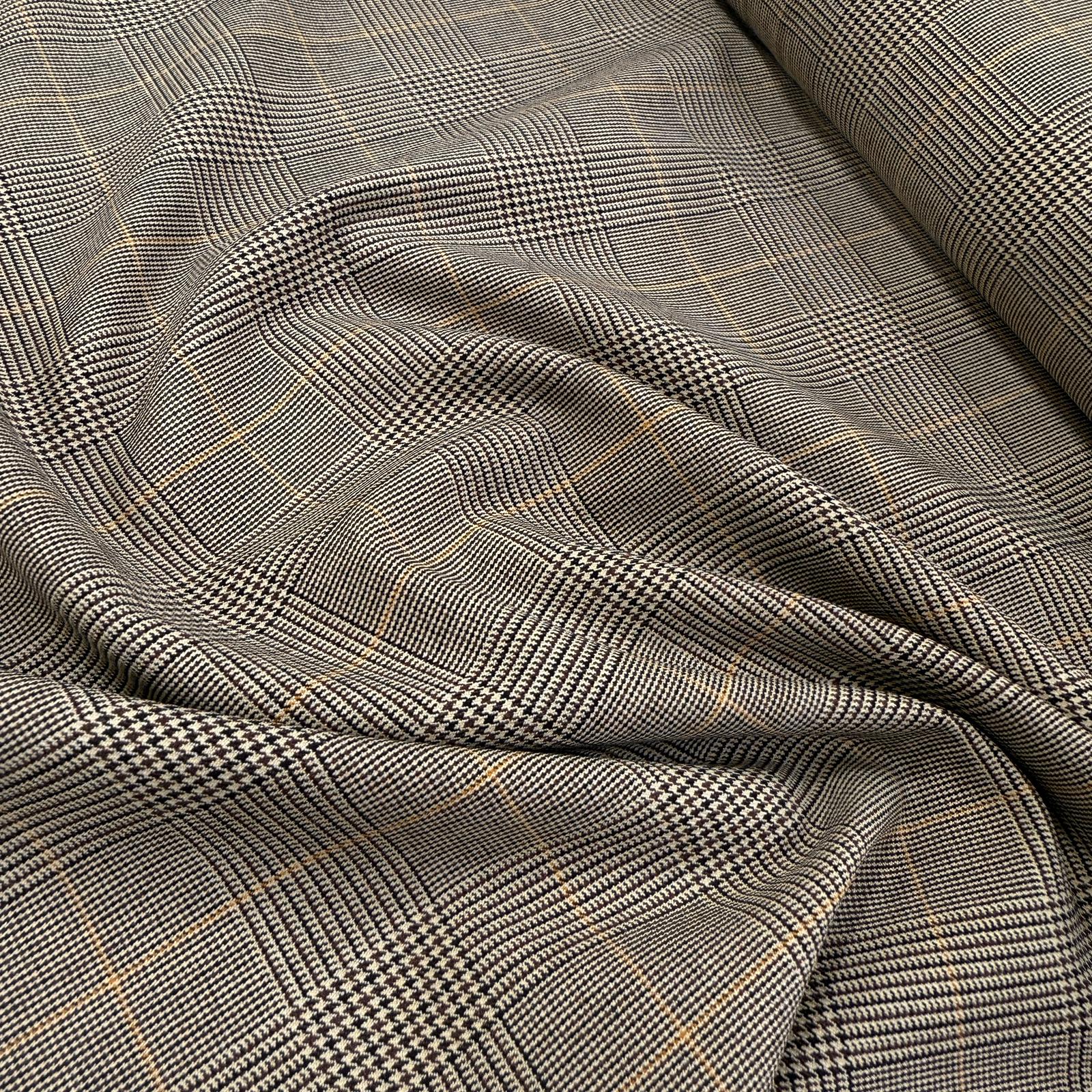 No 4 İpliği Boyalı Ekose Likralı Viskon Kumaş