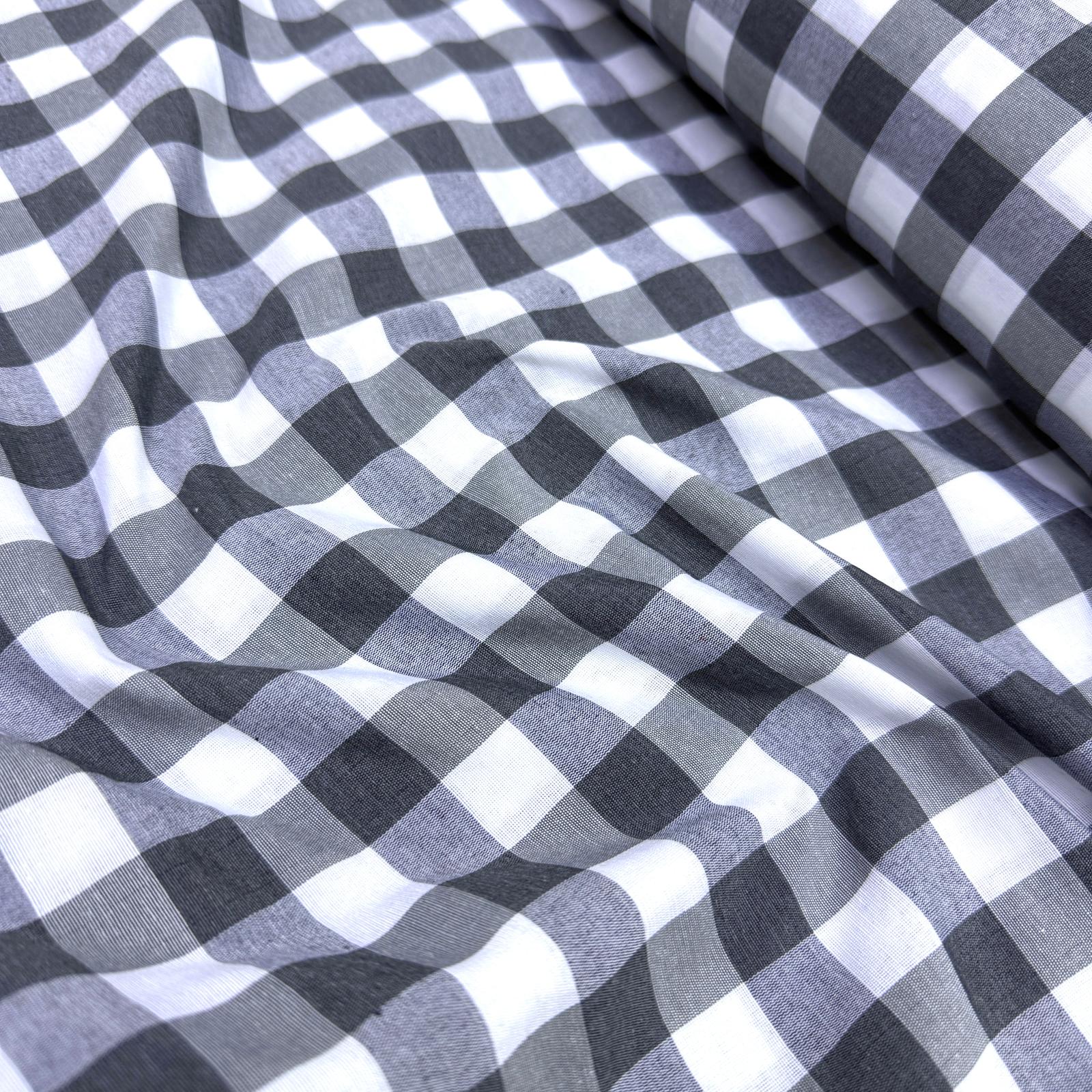 Ekose Zefir Kumaş - Gri