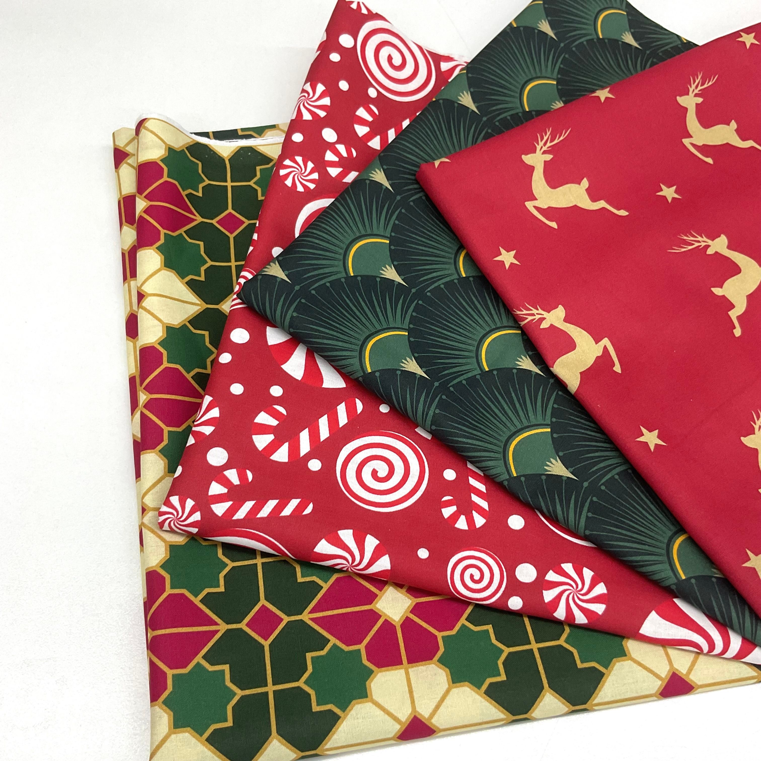 Yeniyıl 50*55 Cm Poplin 4 Adet Parça Kumaş Seti