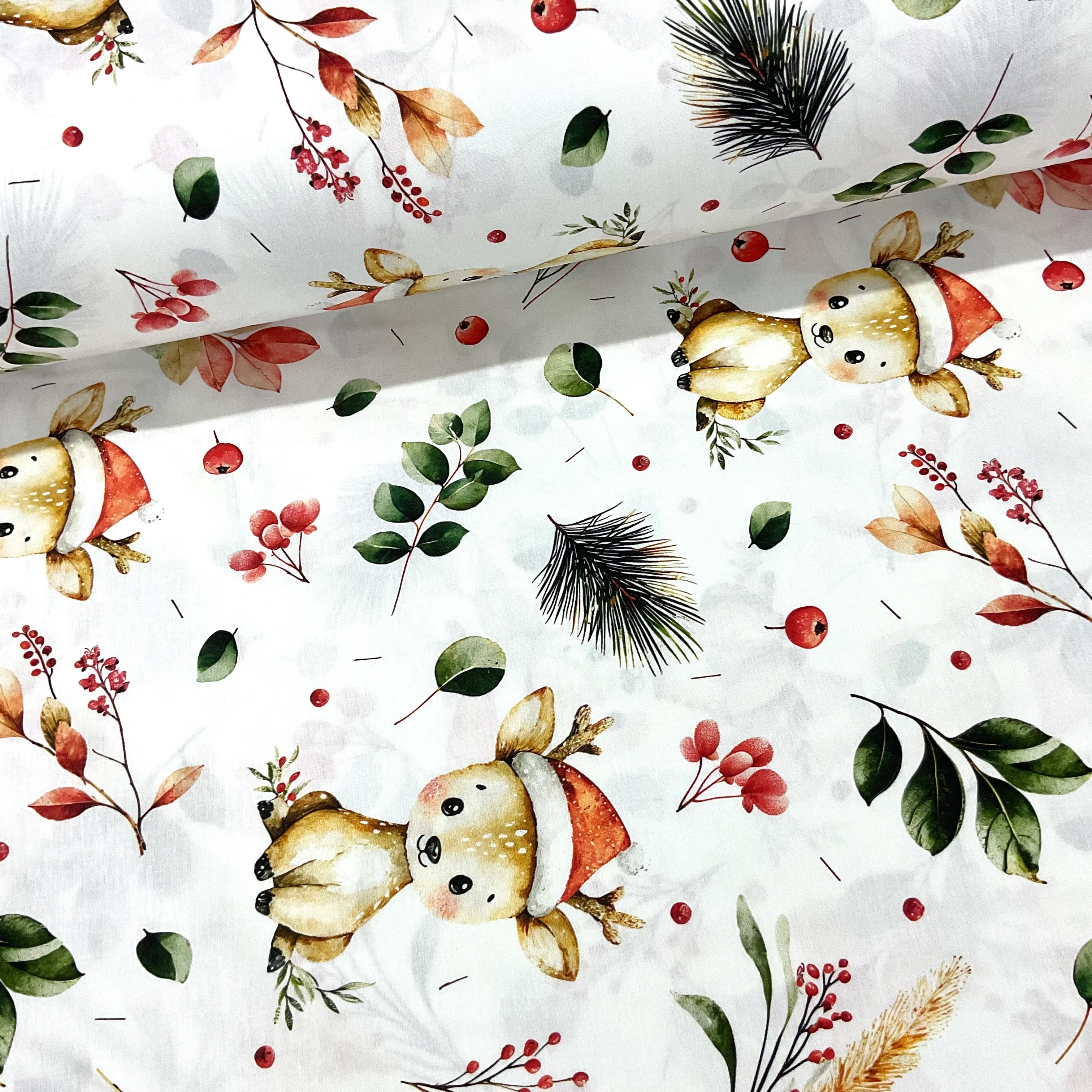 Güzel Geyikleri Yılbaşı Poplin Kumaş