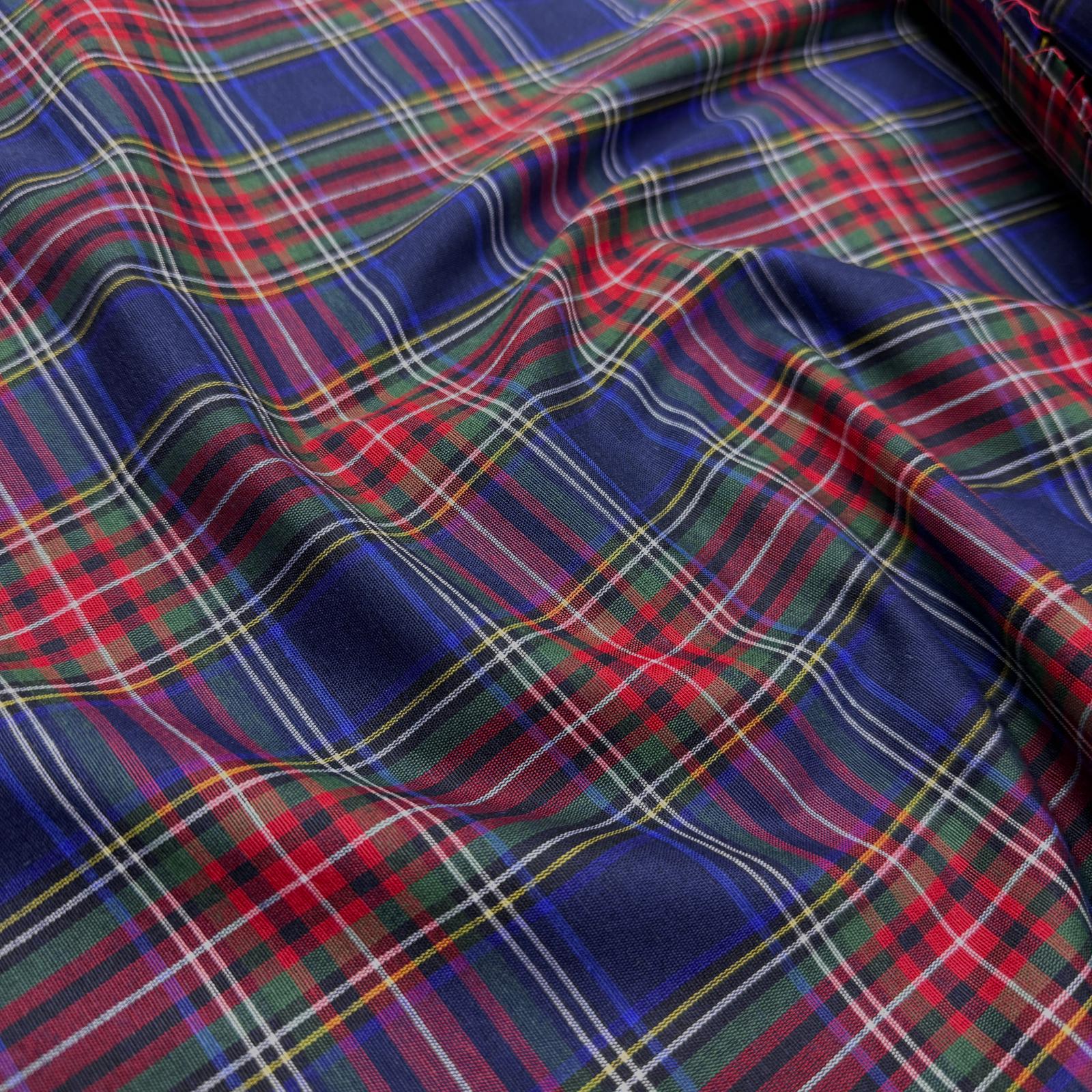 Mavi Kırmızı Ekose Zefir Kumaş