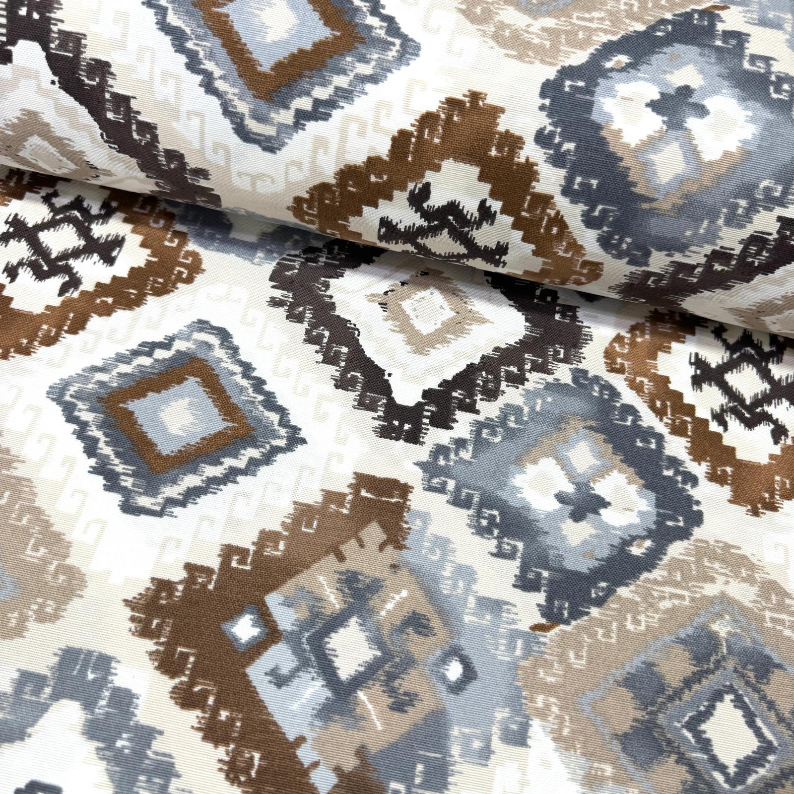 Karo Şekiller Panama Keteni - Kahverengi