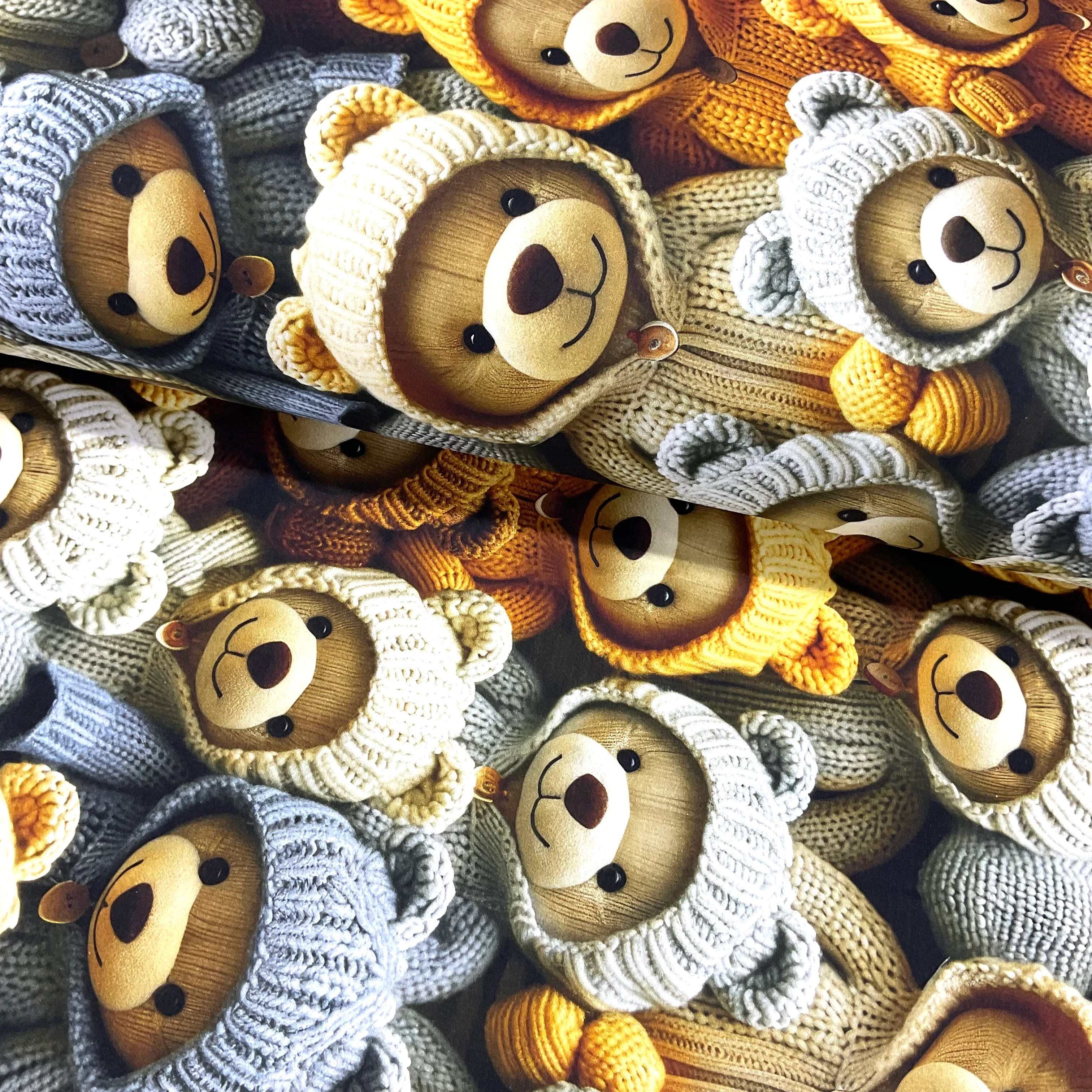 Üşüyen Ayılar 3D Dijital Poplin Kumaş