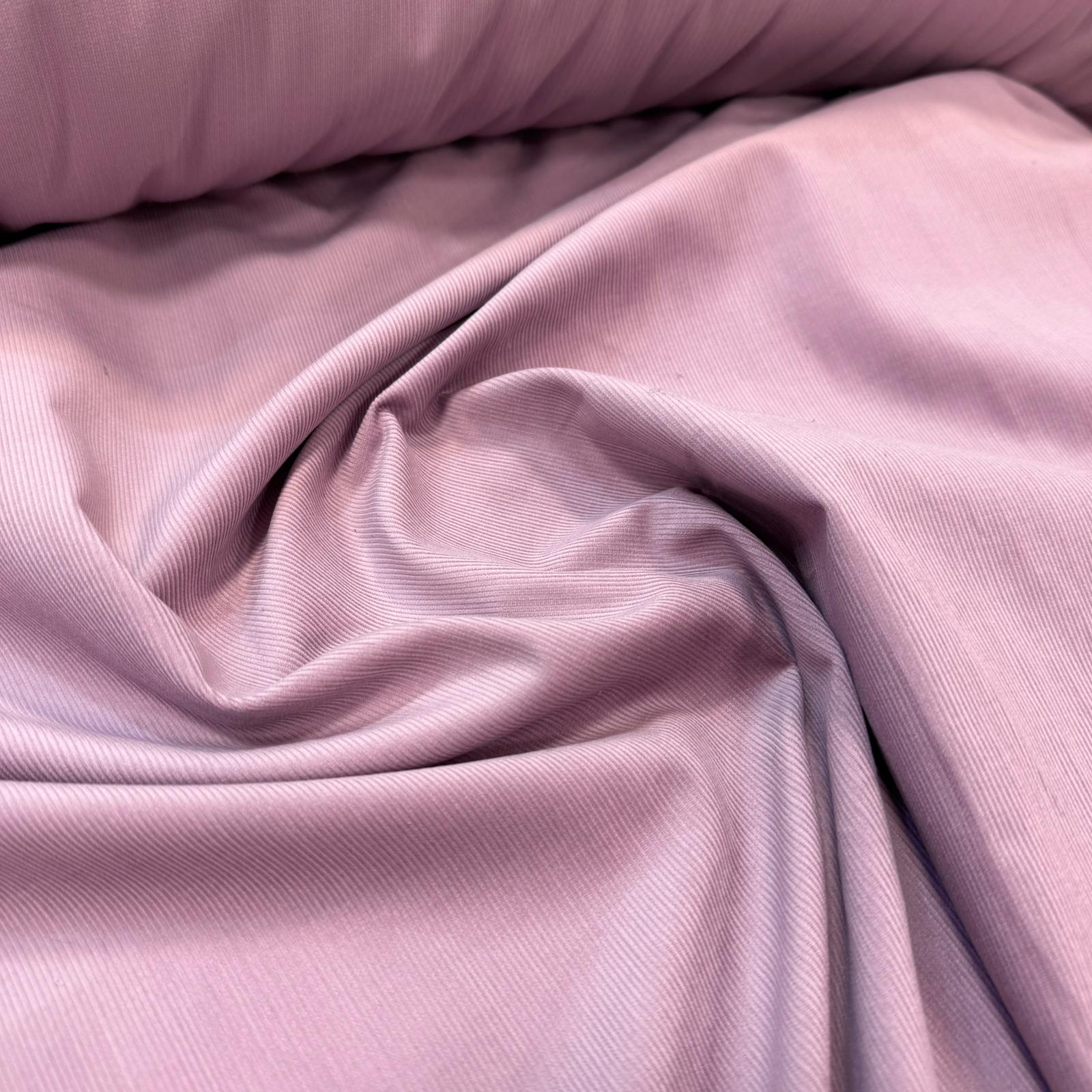 Likrasız Leylak İnce Pamuk Fitilli Kadife Kumaş