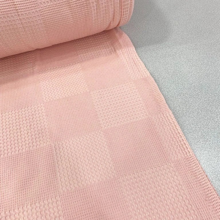Düz Renk Waffle Pike Kumaş - Somon