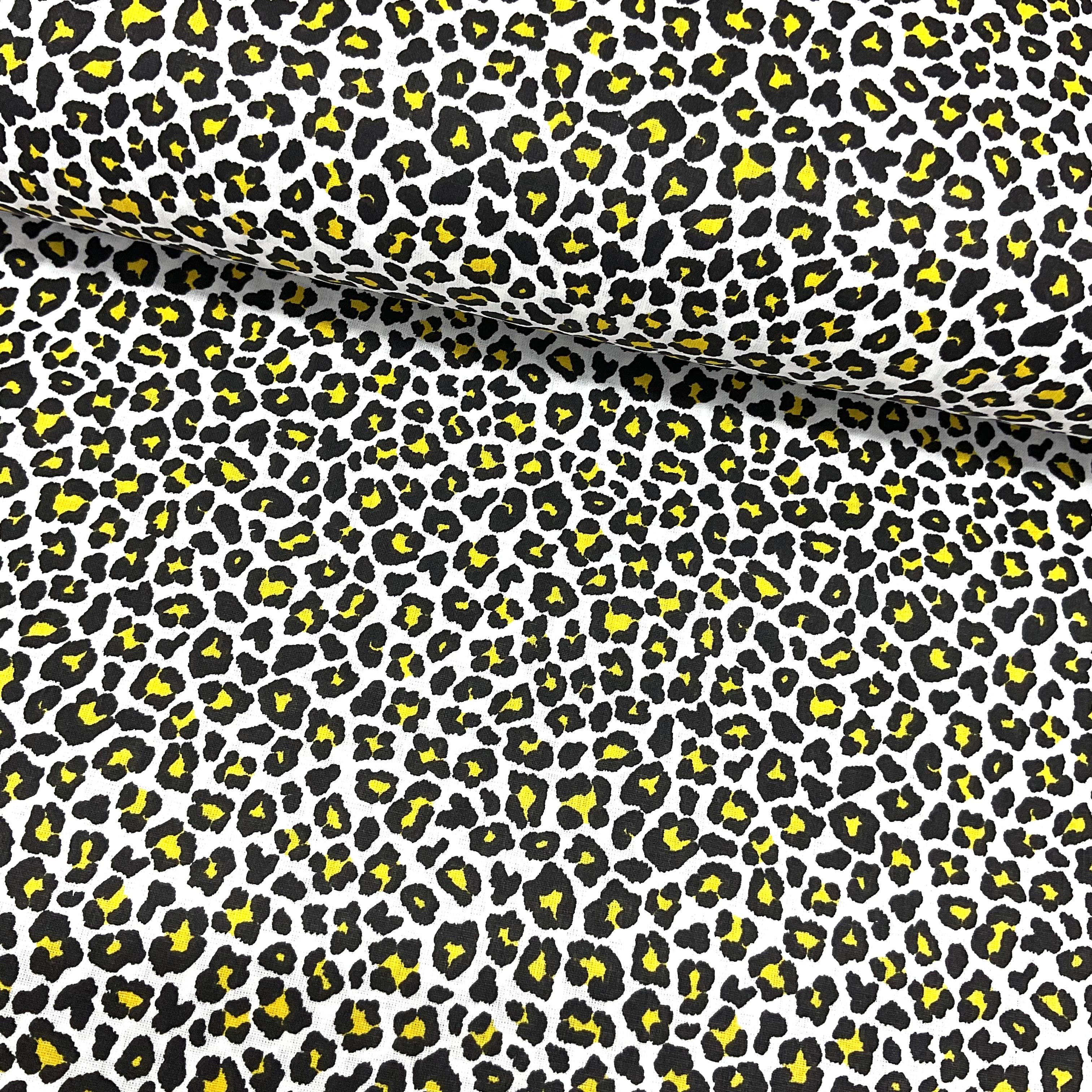 Sarı Leopar Poplin Kumaş
