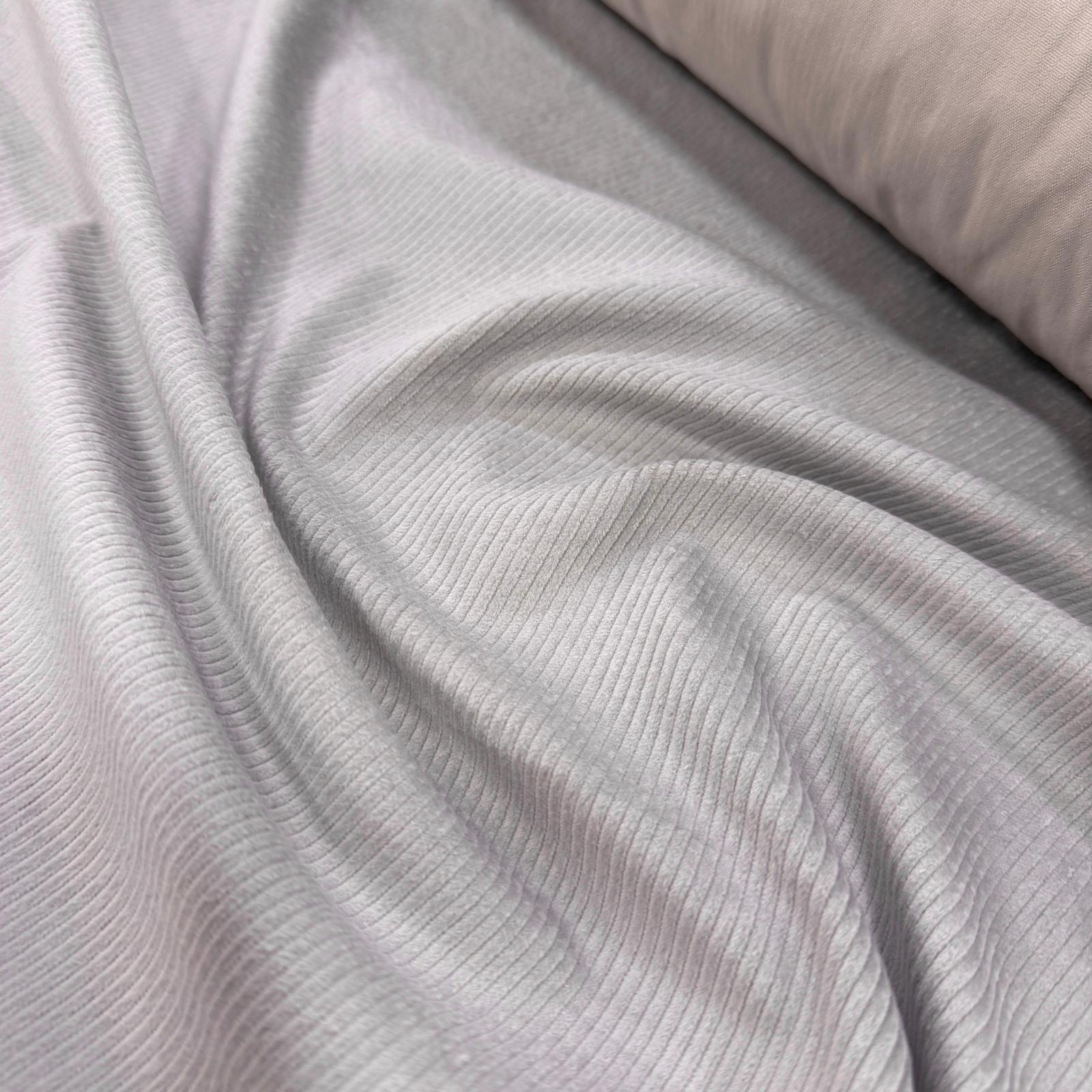 Gri Likralı Pamuk Fitilli Kadife Kumaş