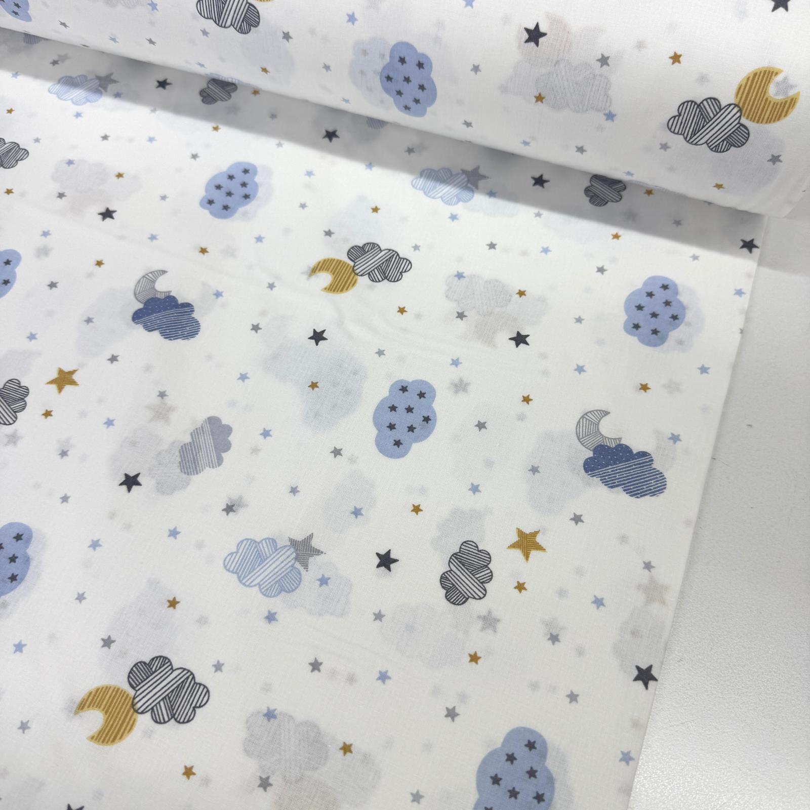 Kırkyama Bulutlar Poplin Kumaş
