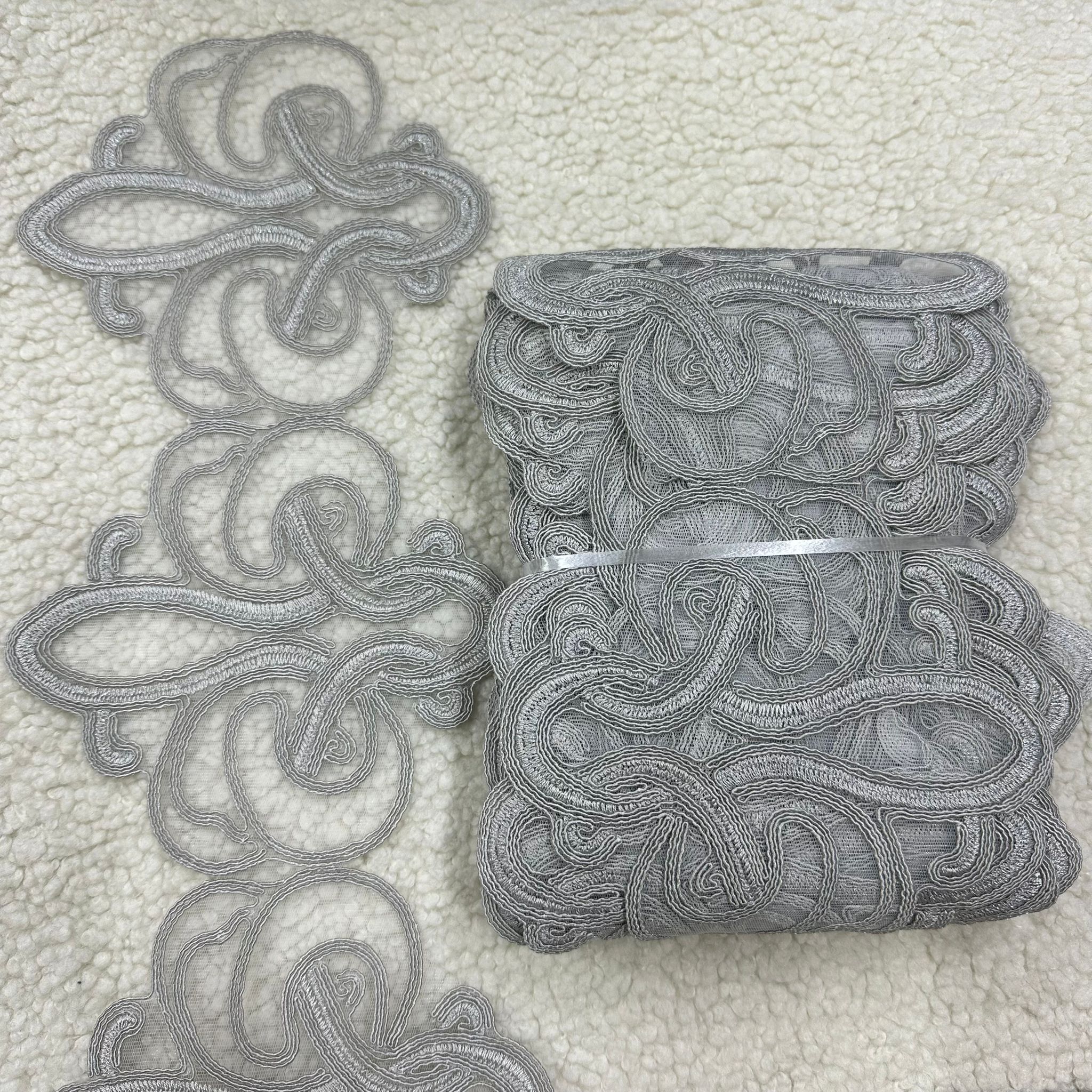 G-33 Angles Gri Top Dantel Fransız Güpür