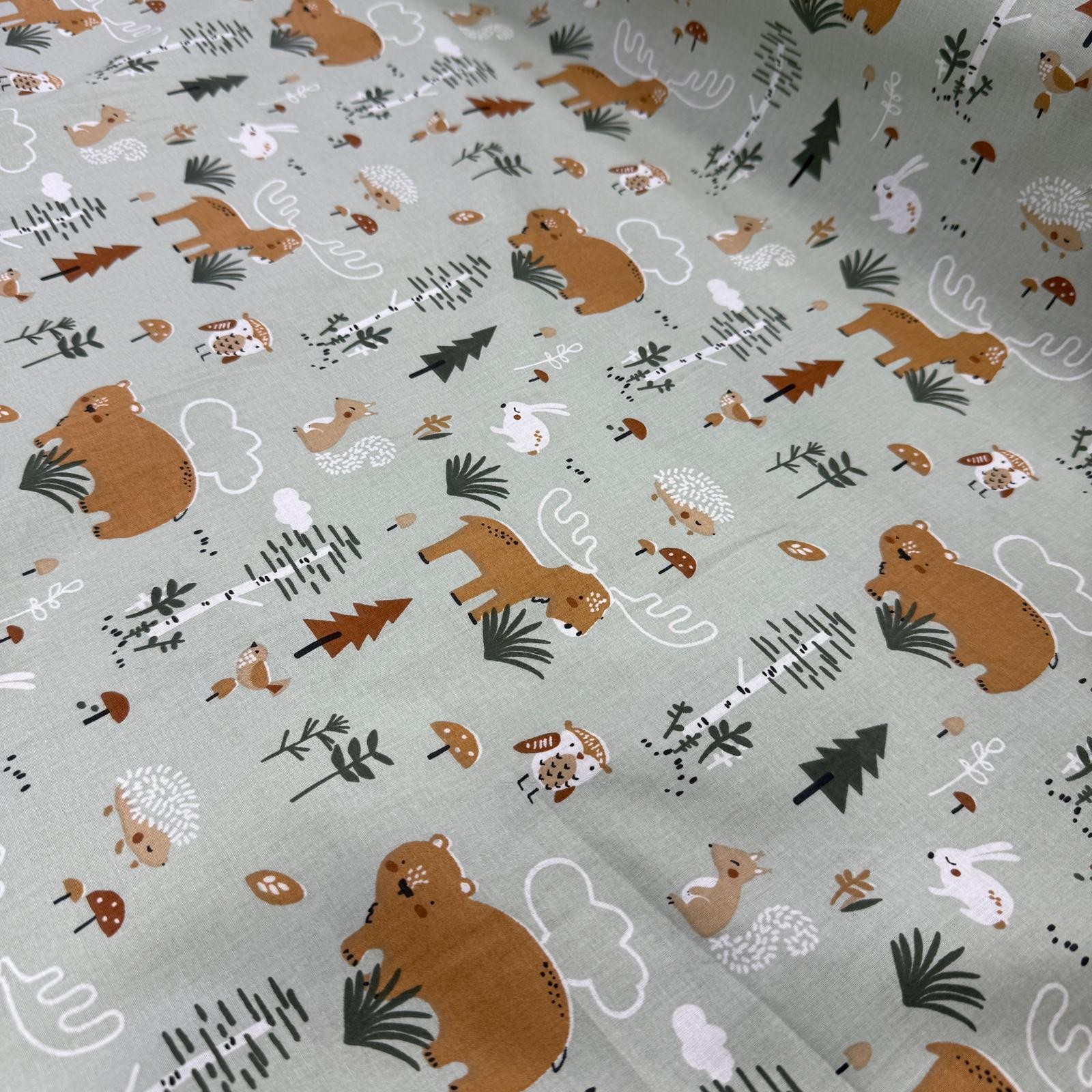 Çizim Orman Premium Poplin Kumaş